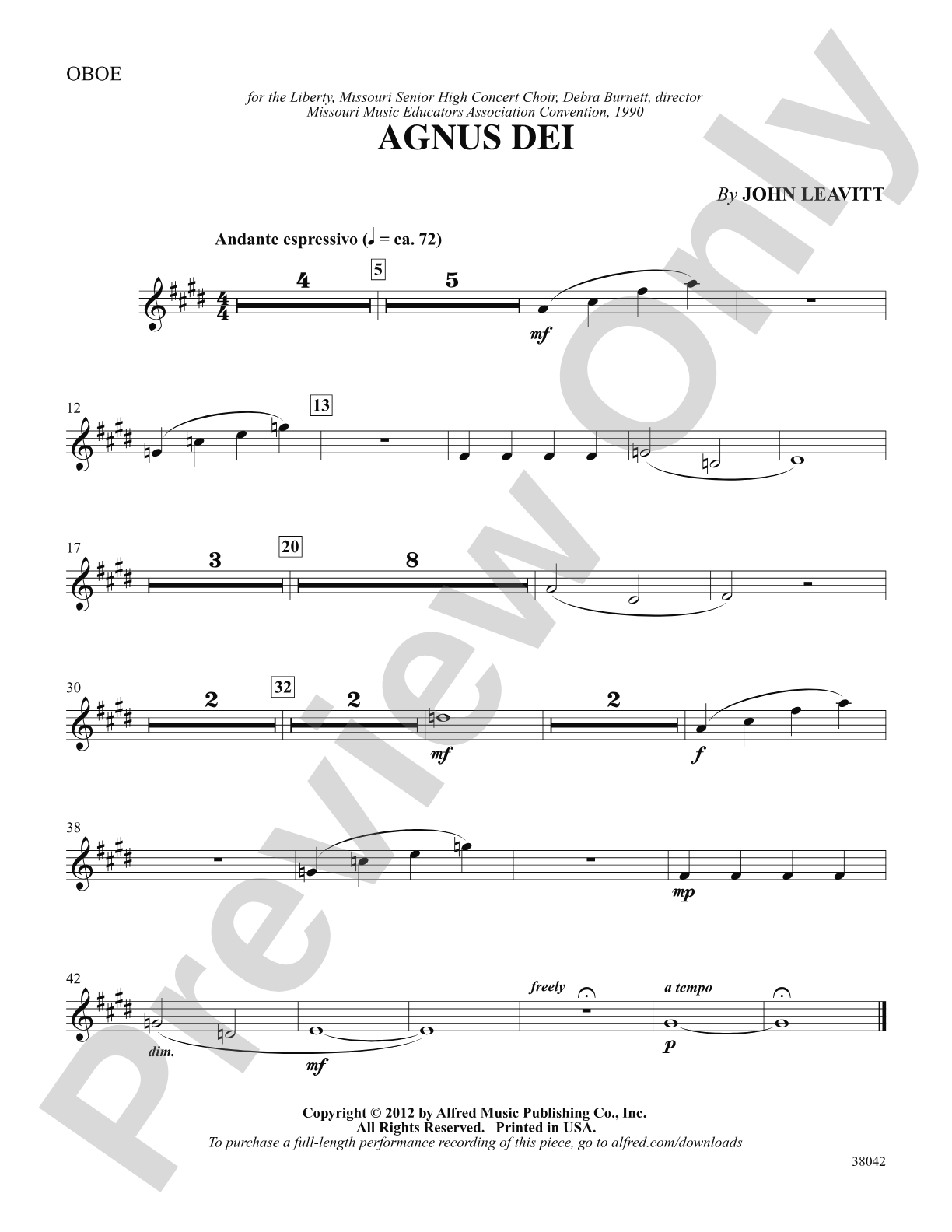 Agnus Dei: Oboe: Choral SoundPax