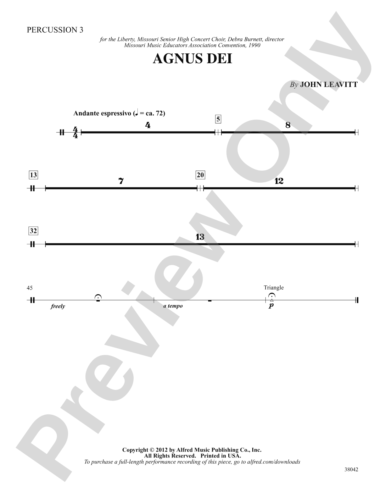 Agnus Dei: 3rd Percussion: Choral SoundPax