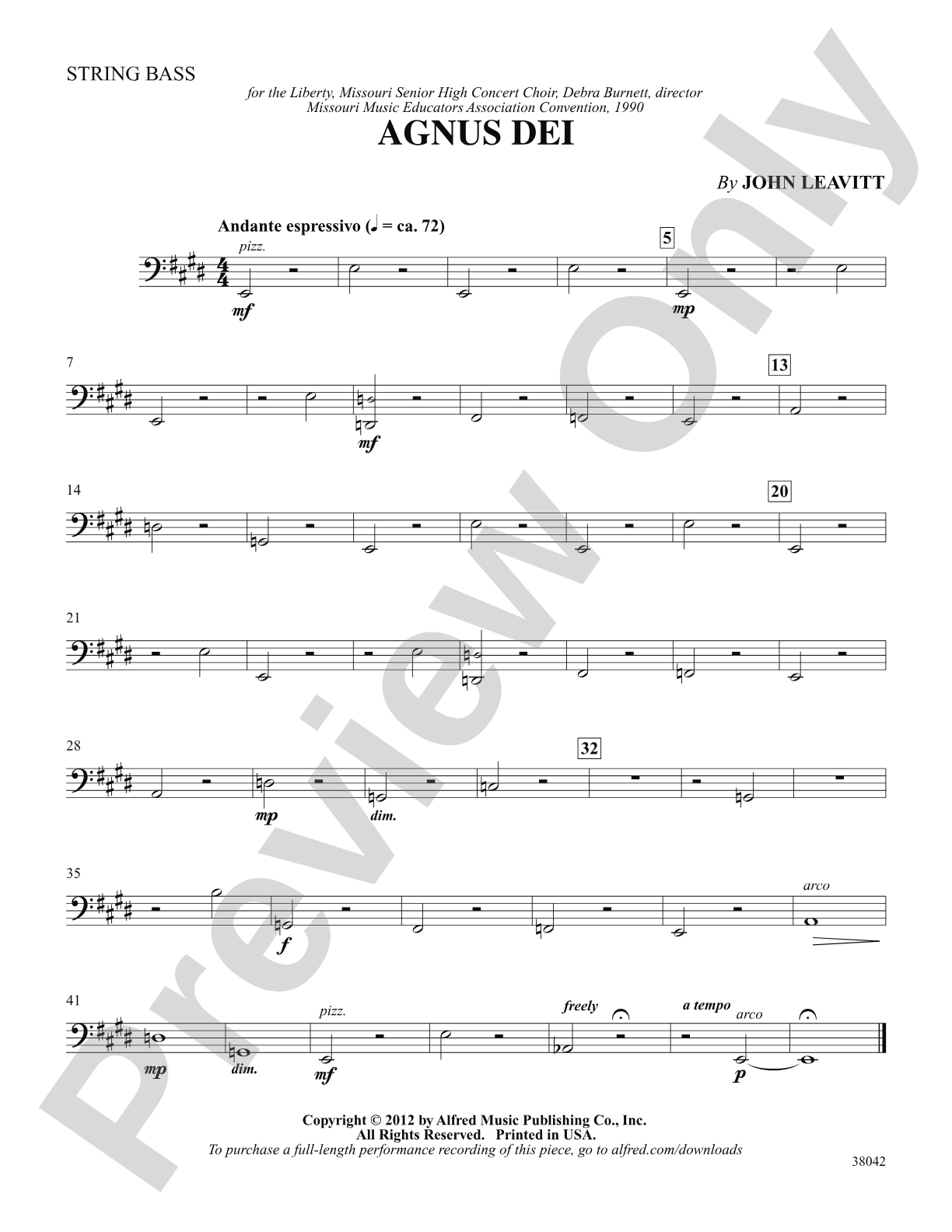 Agnus Dei: String Bass: Choral SoundPax