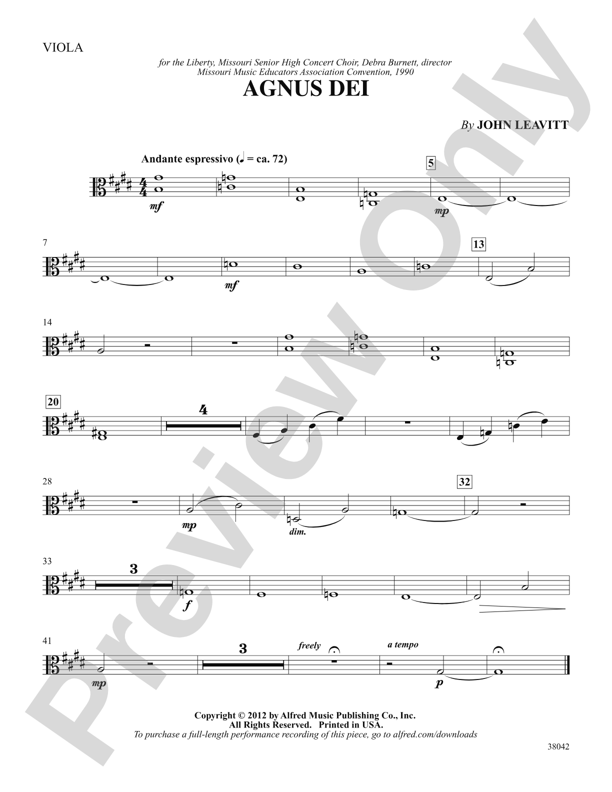 Agnus Dei: Viola: Choral SoundPax