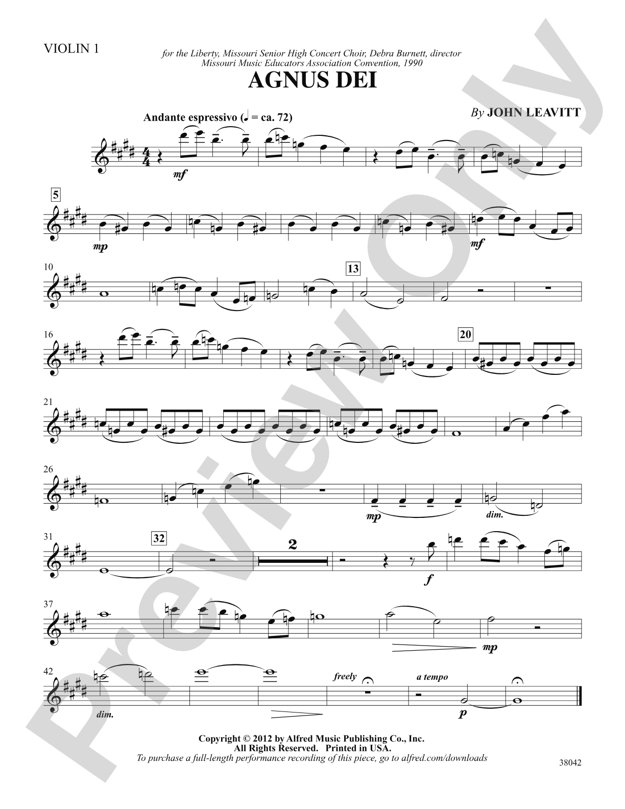 Agnus Dei: 1st Violin: Choral SoundPax