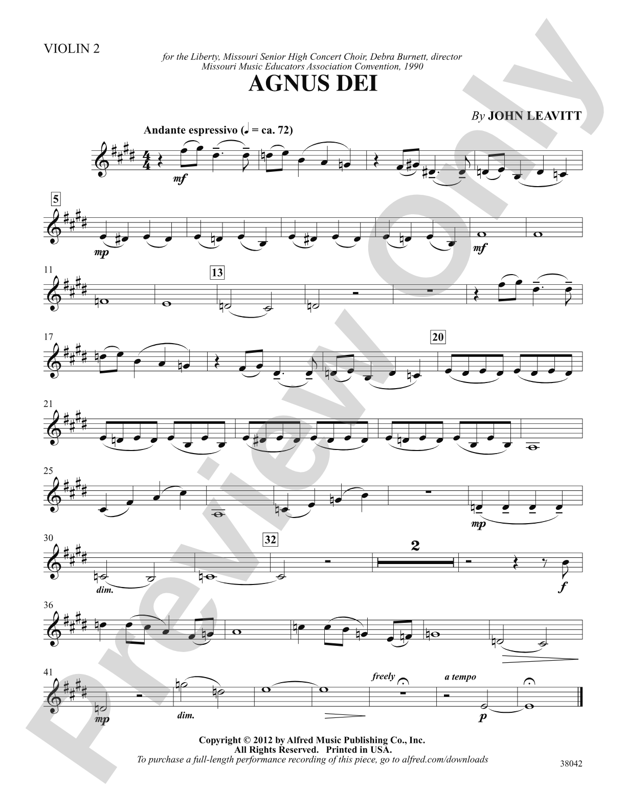 Agnus Dei: 2nd Violin: Choral SoundPax
