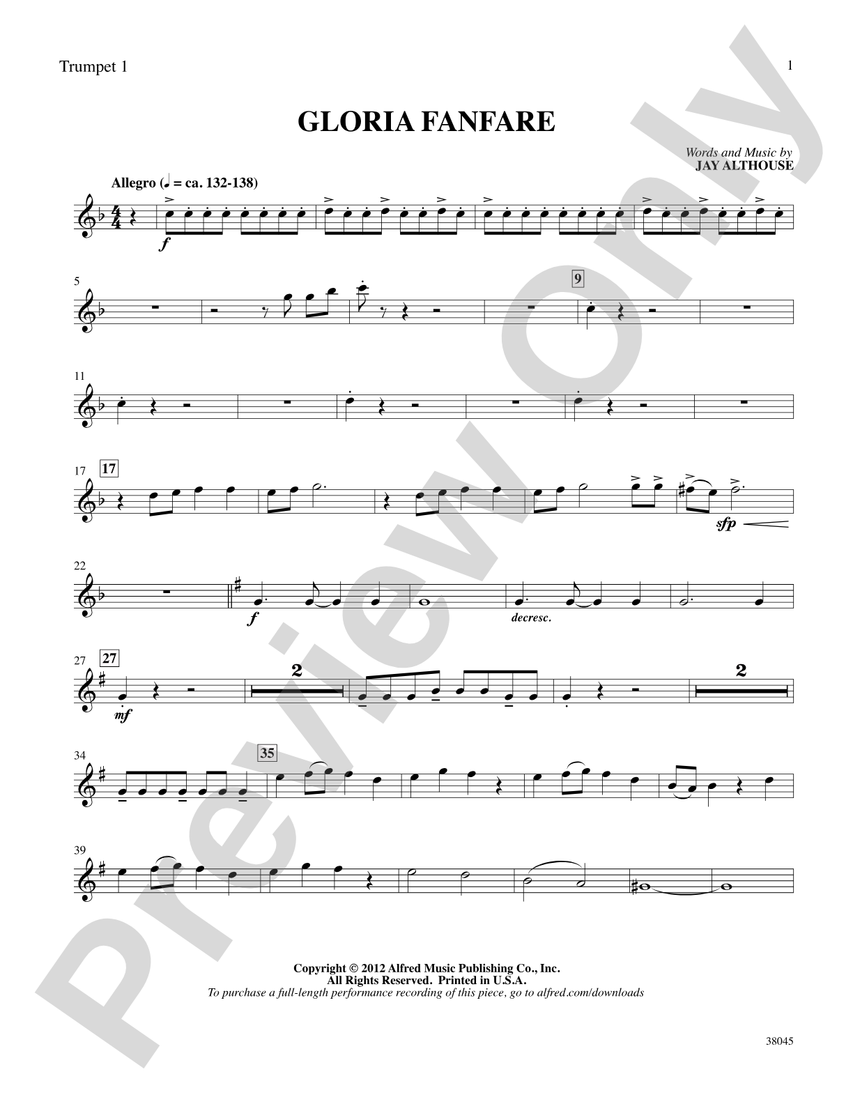 Gloria Fanfare: 1st B-flat Trumpet: Choral SoundPax