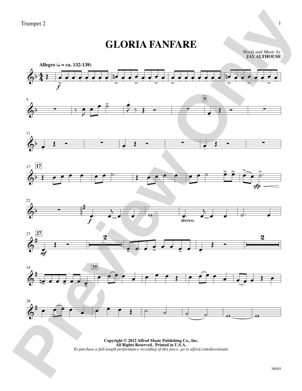 Gloria Fanfare: 2nd B-flat Trumpet: Choral SoundPax