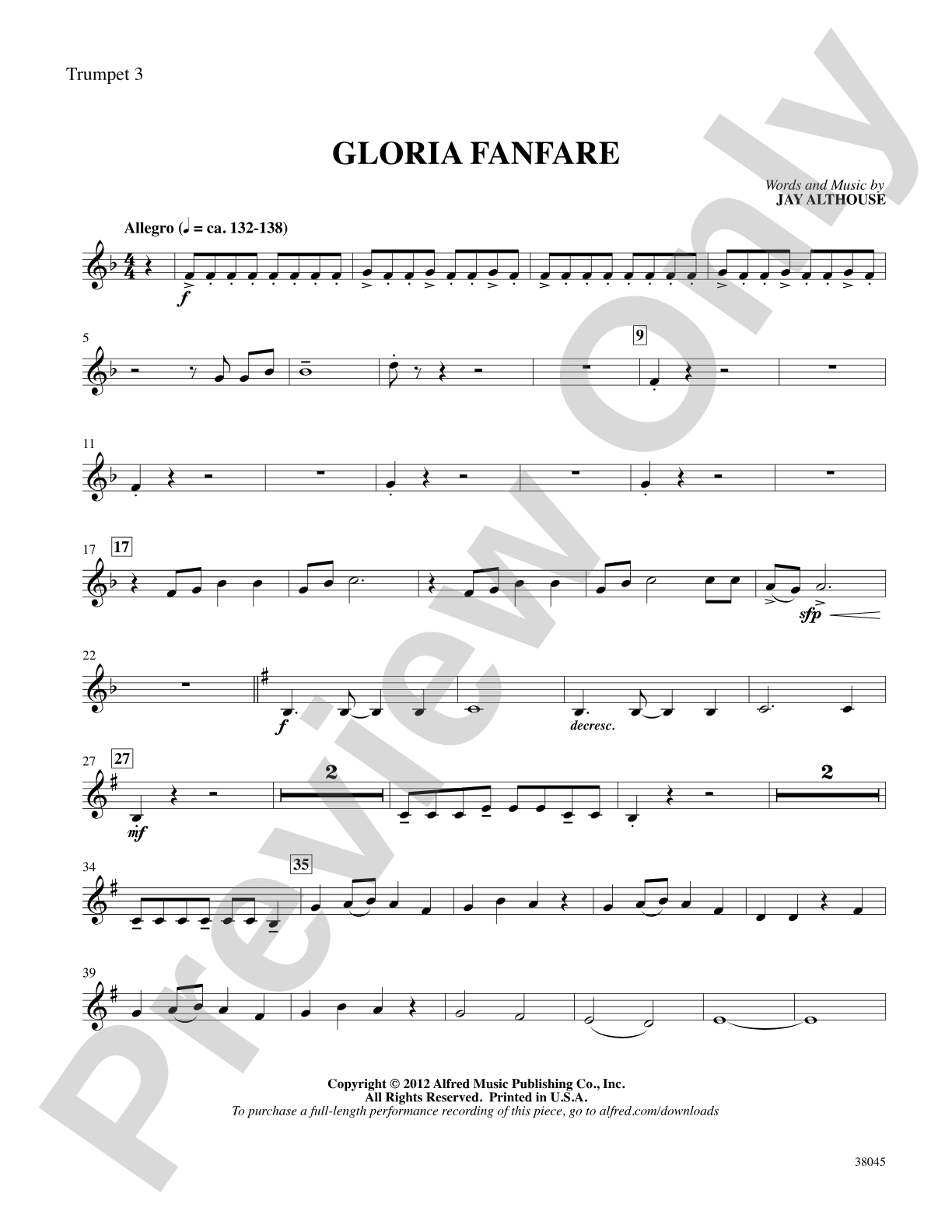 Gloria Fanfare: 3rd B-flat Trumpet: Choral SoundPax