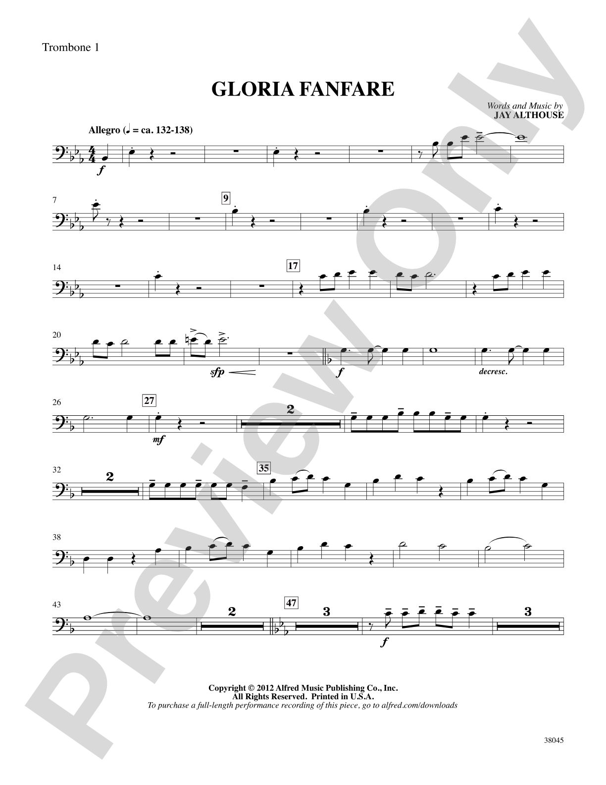 Gloria Fanfare: 1st Trombone: Choral SoundPax