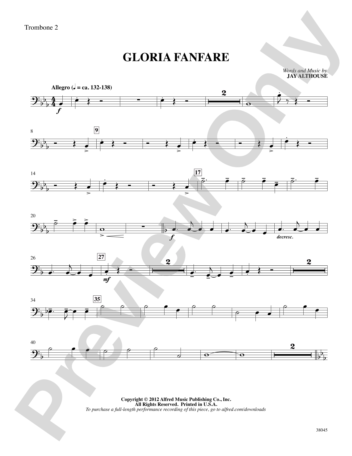 Gloria Fanfare: 2nd Trombone: Choral SoundPax