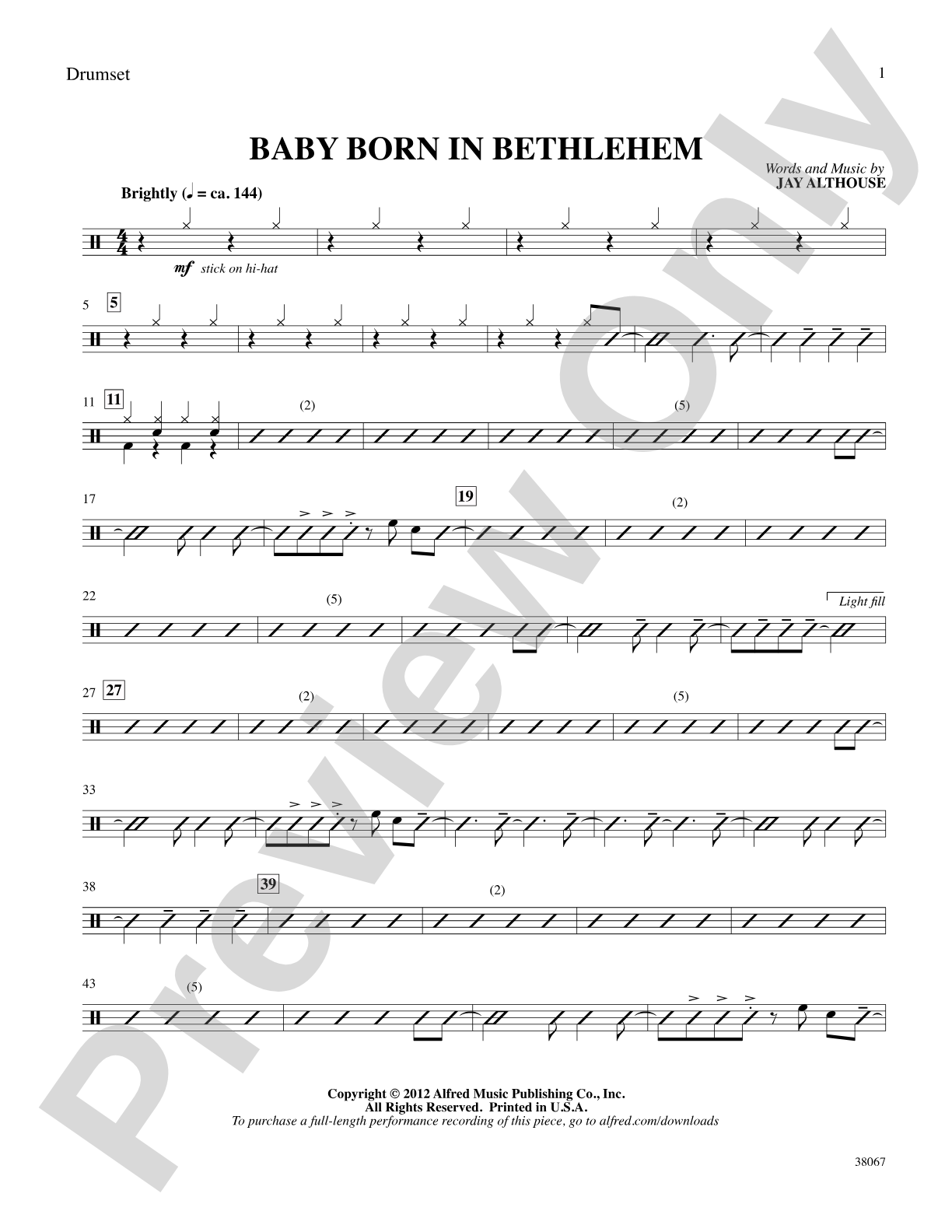 Baby Born in Bethlehem: Drums: Choral SoundPax