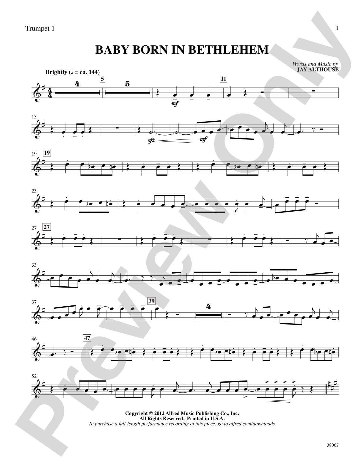 Baby Born in Bethlehem: 1st B-flat Trumpet: Choral SoundPax