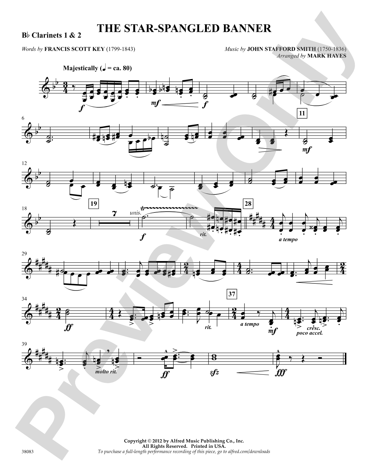 The Star-Spangled Banner: 1st & 2nd B-flat Clarinets: Choral SoundPax