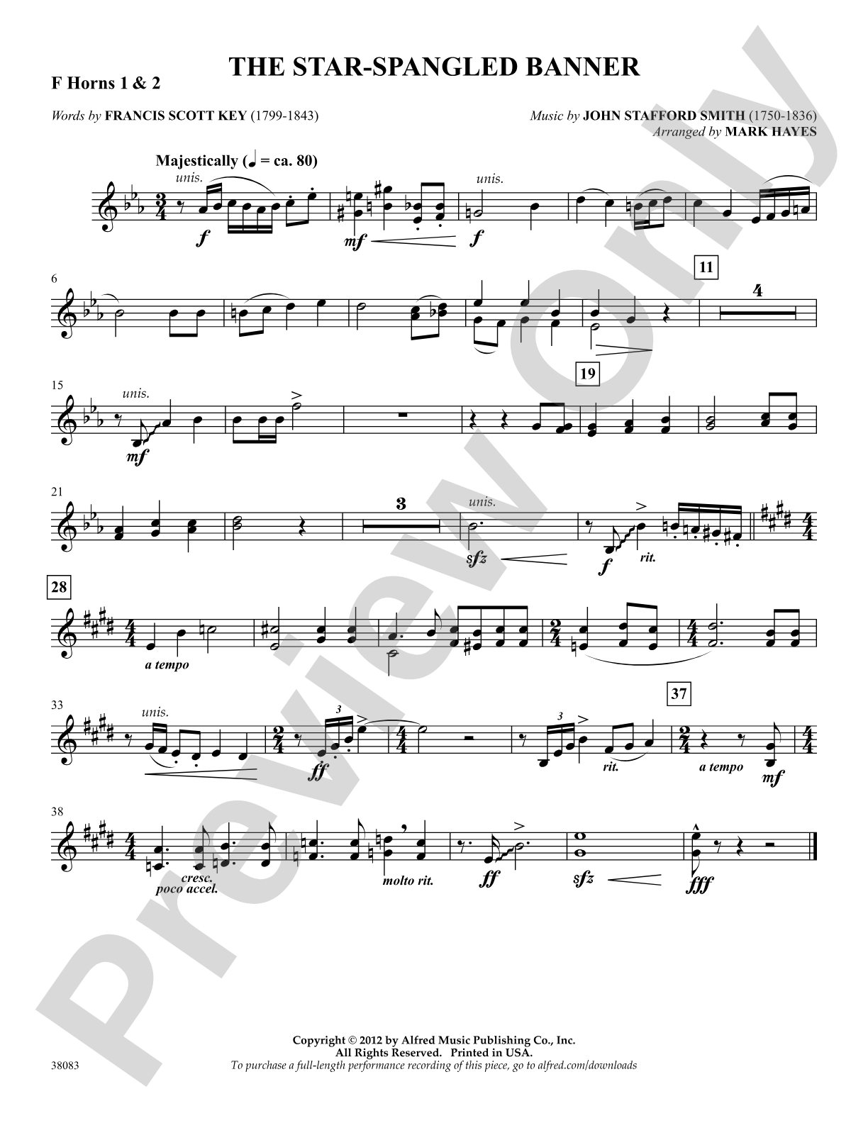 The Star-Spangled Banner: 1st & 2nd F Horns: Choral SoundPax