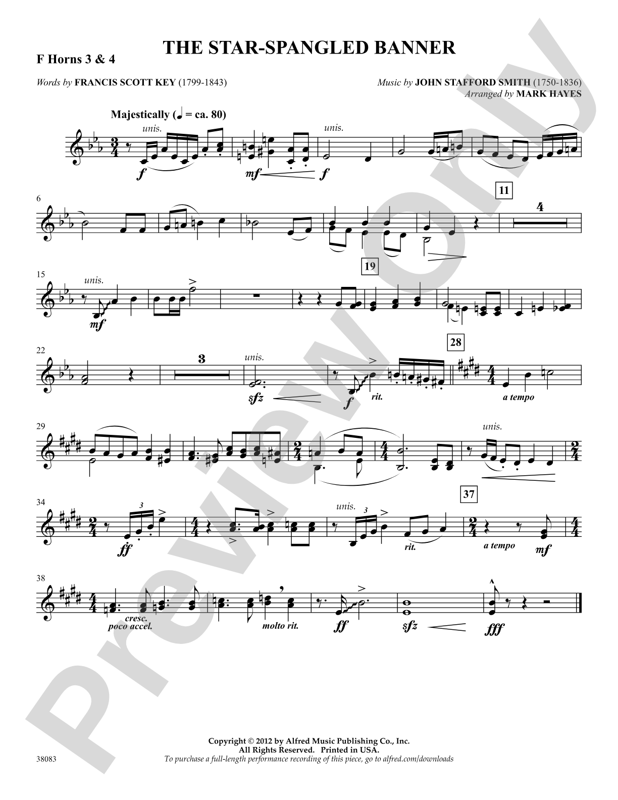 The Star-Spangled Banner: 3rd & 4th F Horns: Choral SoundPax