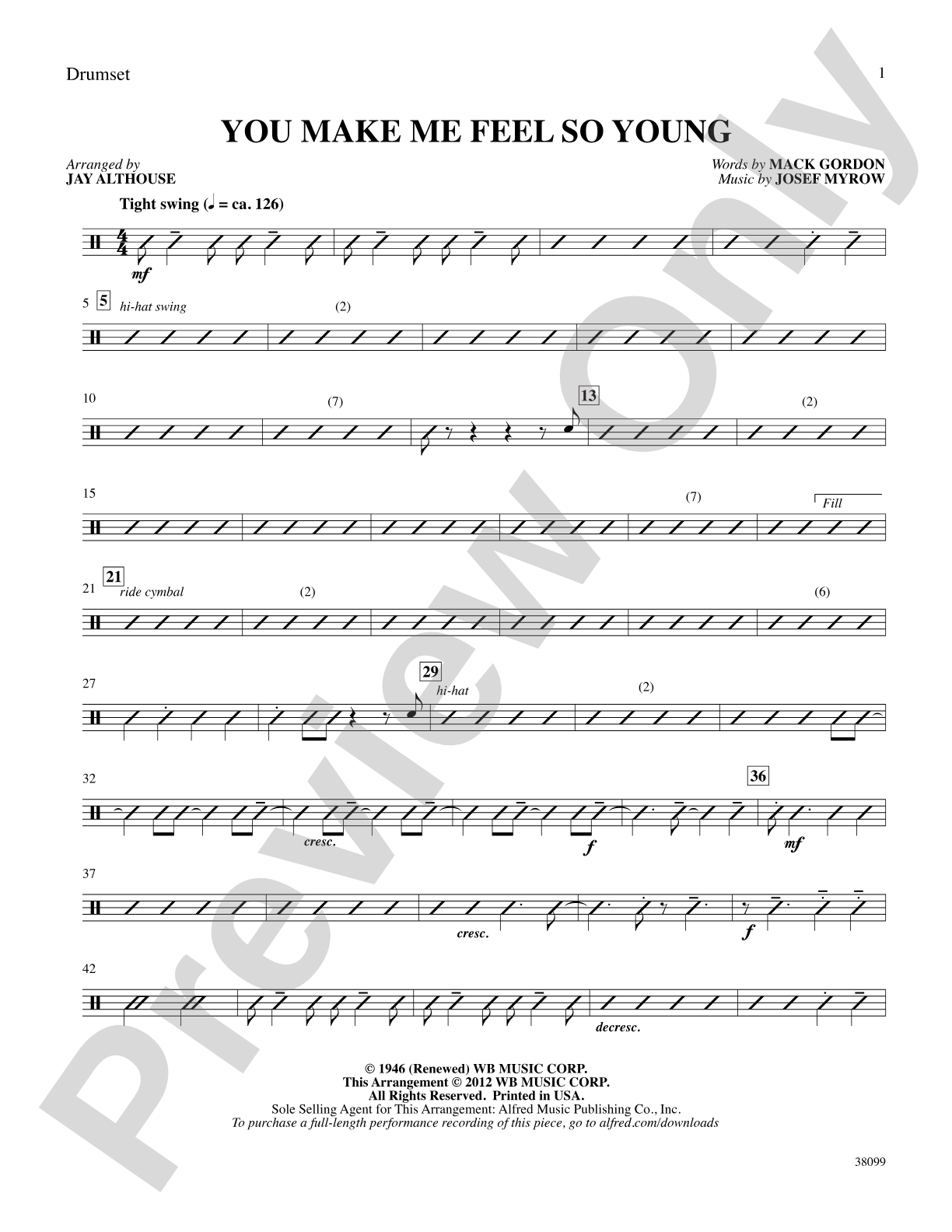 You Make Me Feel So Young: Drums: Choral SoundPax