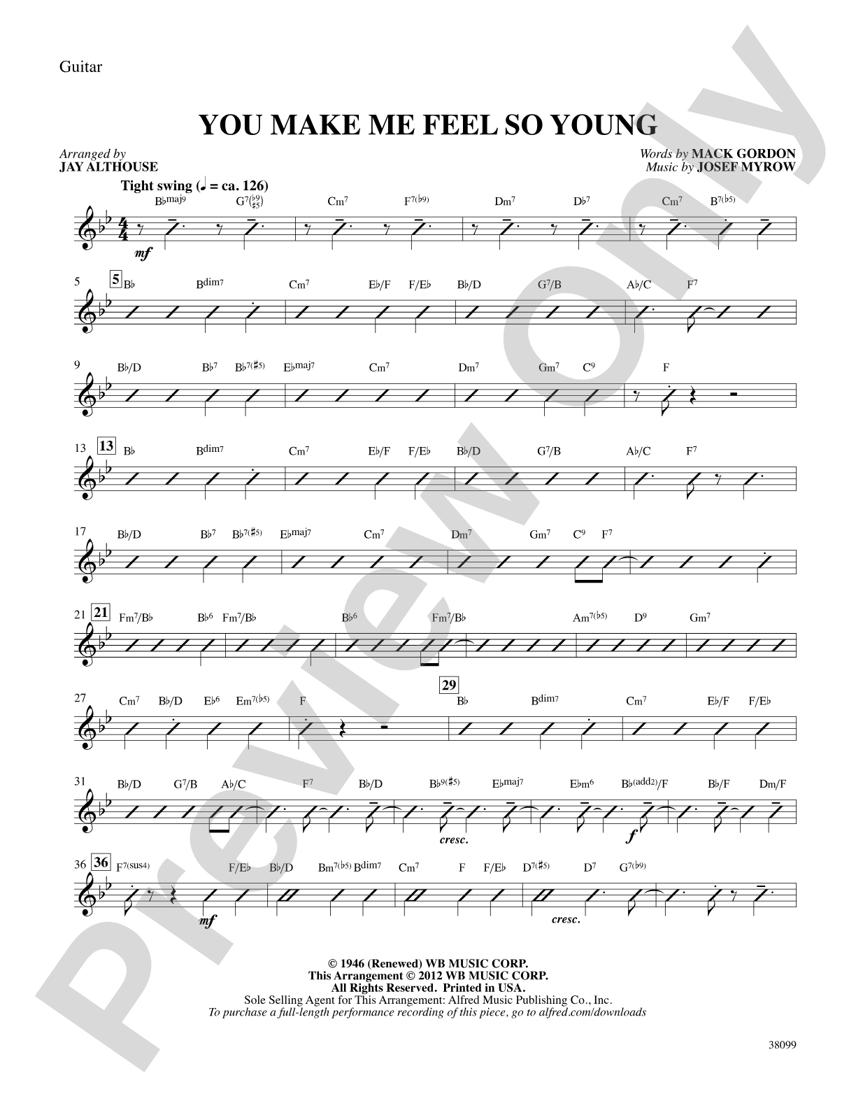 You Make Me Feel So Young: Guitar: Choral SoundPax