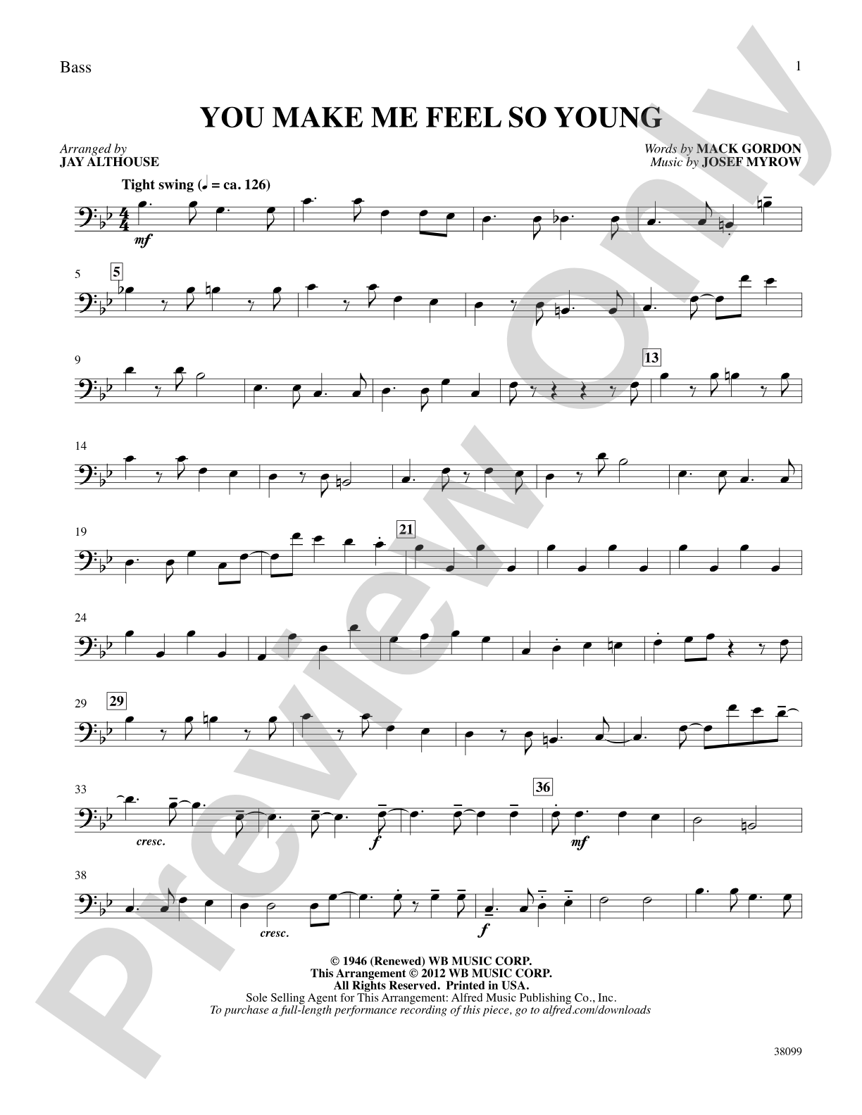 You Make Me Feel So Young: String Bass: Choral SoundPax
