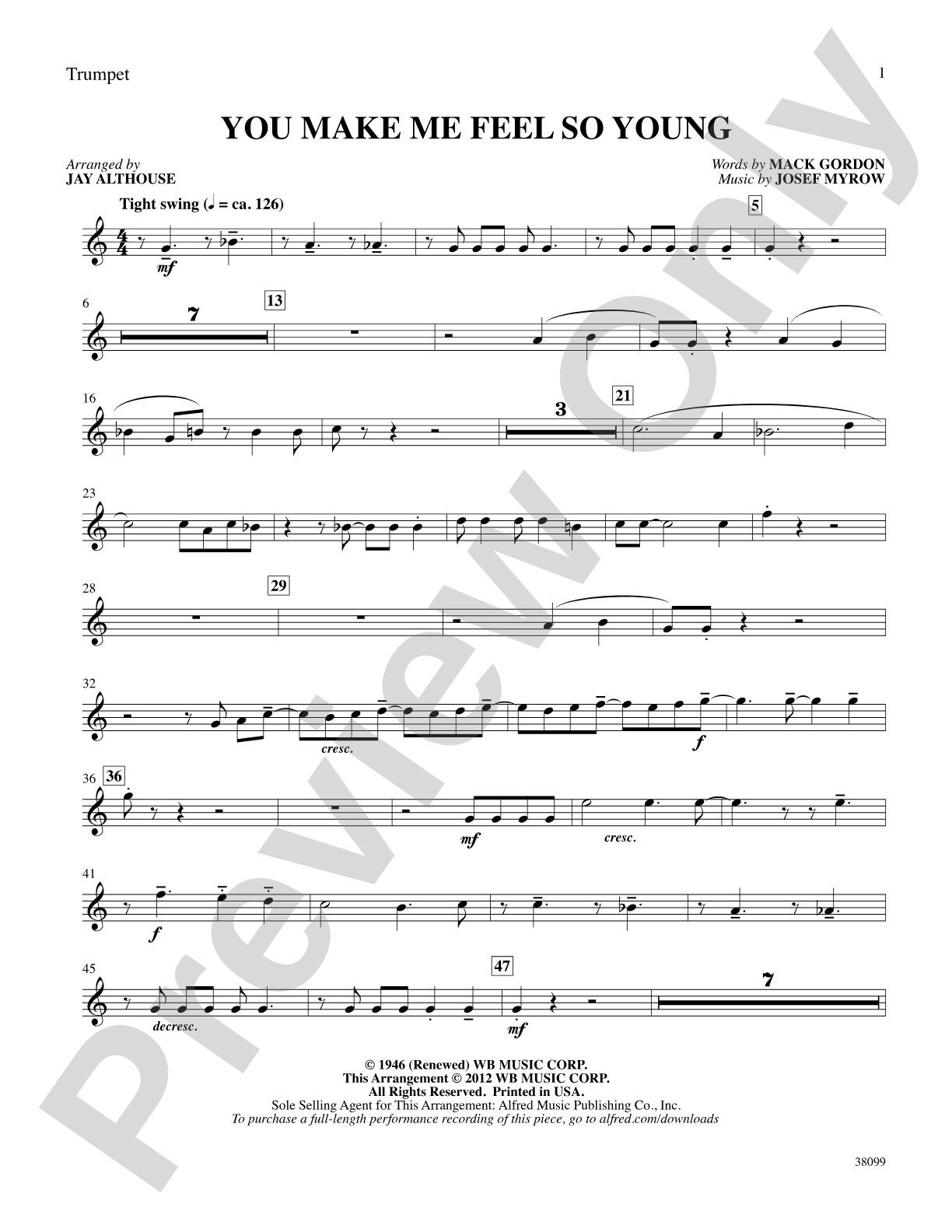 You Make Me Feel So Young: 1st B-flat Trumpet: Choral SoundPax
