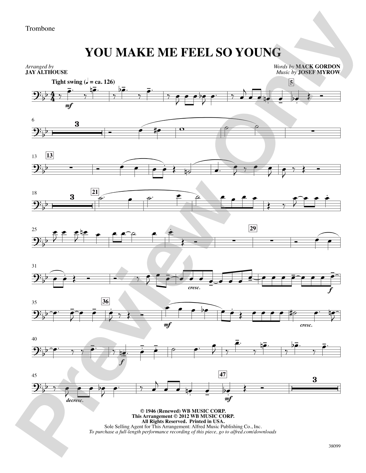 You Make Me Feel So Young: 1st Trombone: Choral SoundPax