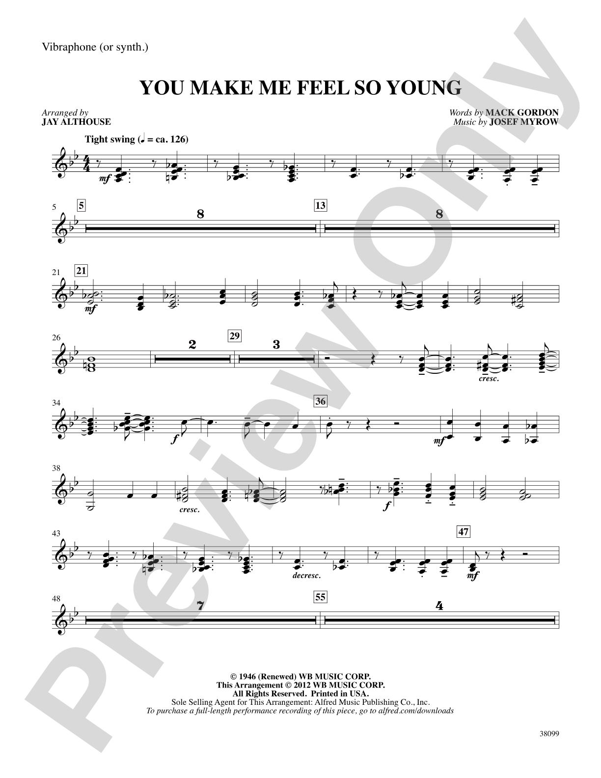 You Make Me Feel So Young: Vibraphone: Choral SoundPax