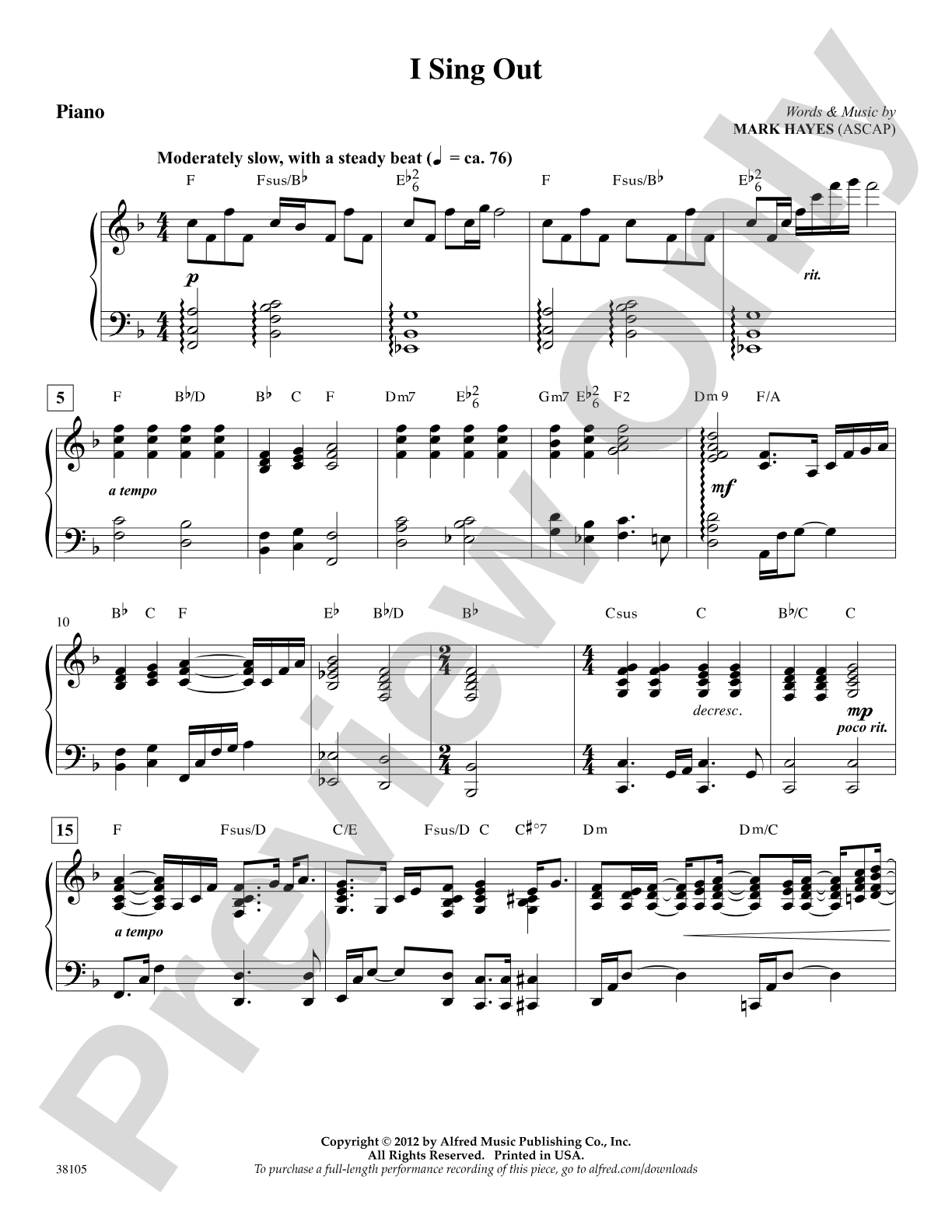 I Sing Out: Piano Accompaniment: Choral SoundPax