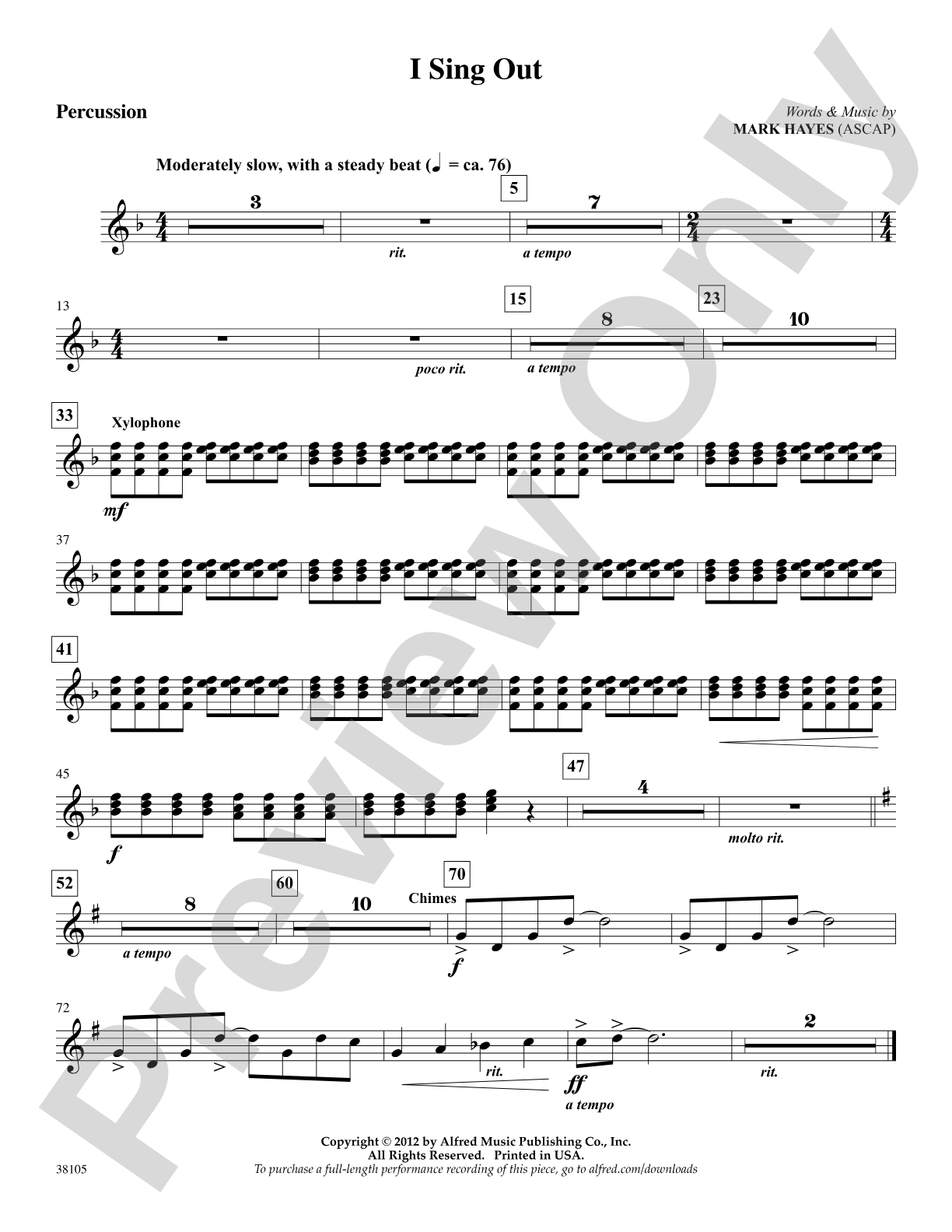 I Sing Out: 1st Percussion: Choral SoundPax