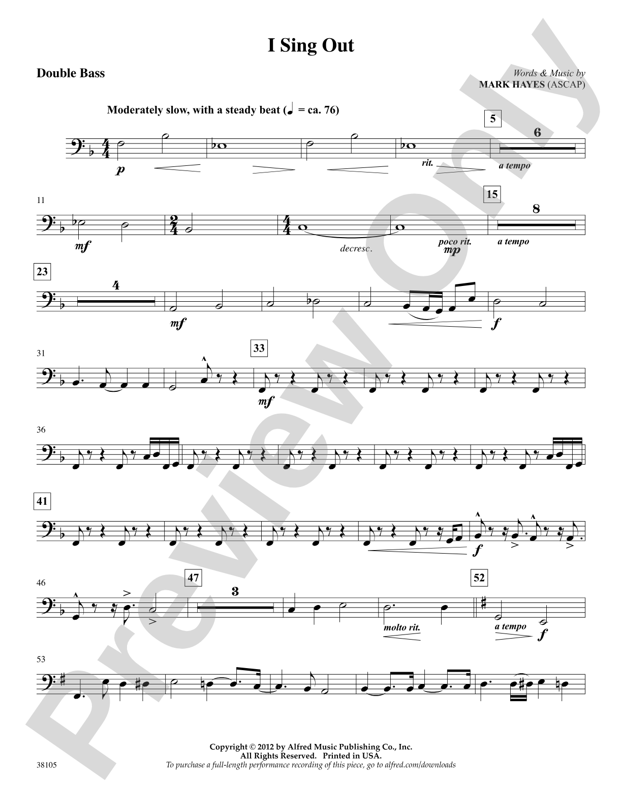 I Sing Out: String Bass: Choral SoundPax
