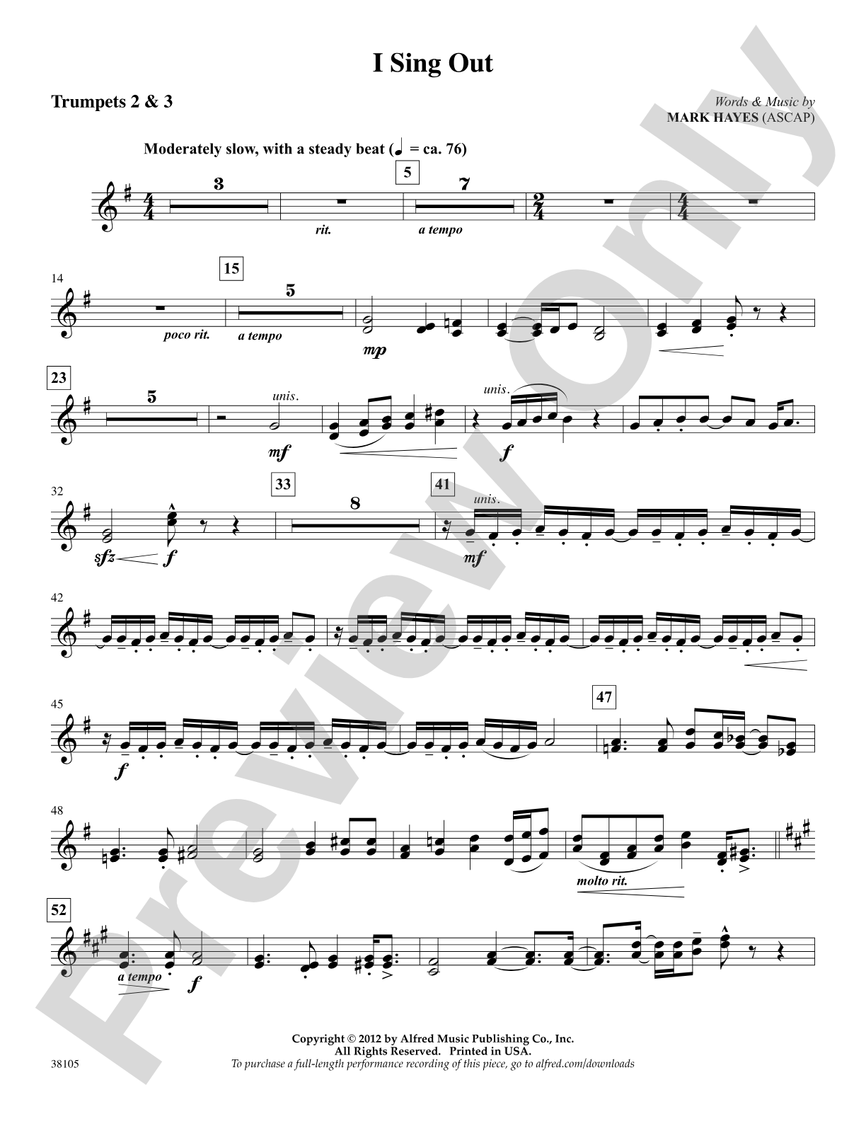 I Sing Out: 2nd & 3rd Trumpet: Choral SoundPax