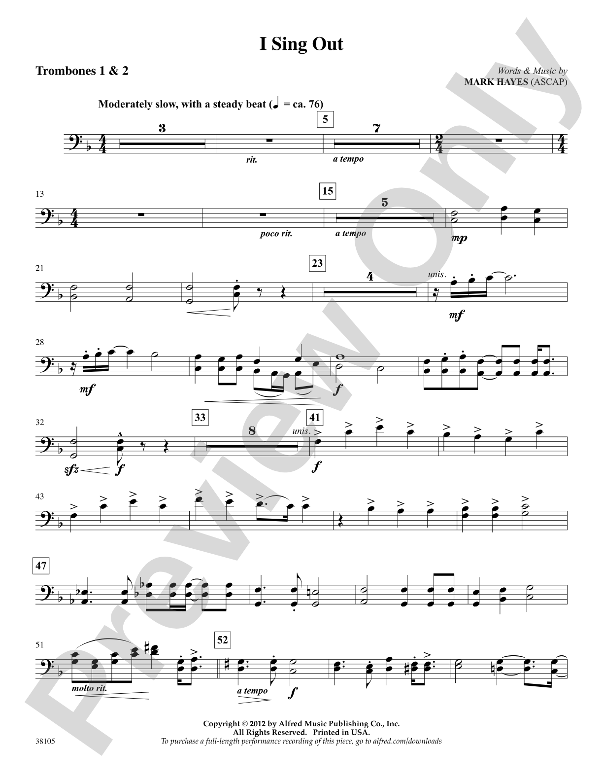 I Sing Out: 1st & 2nd Trombones: Choral SoundPax