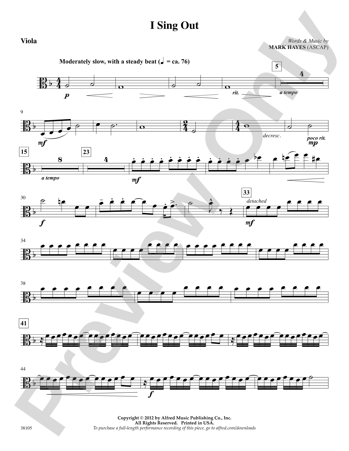 I Sing Out: Viola: Choral SoundPax