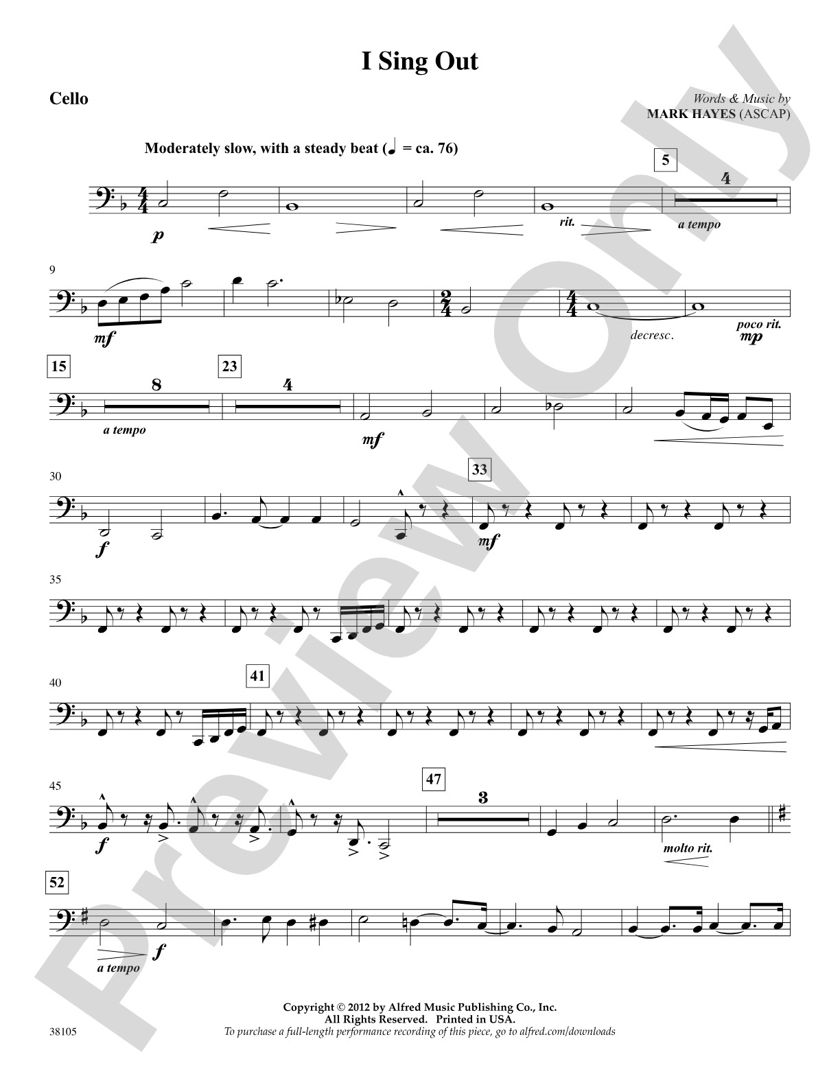 I Sing Out: Cello: Choral SoundPax