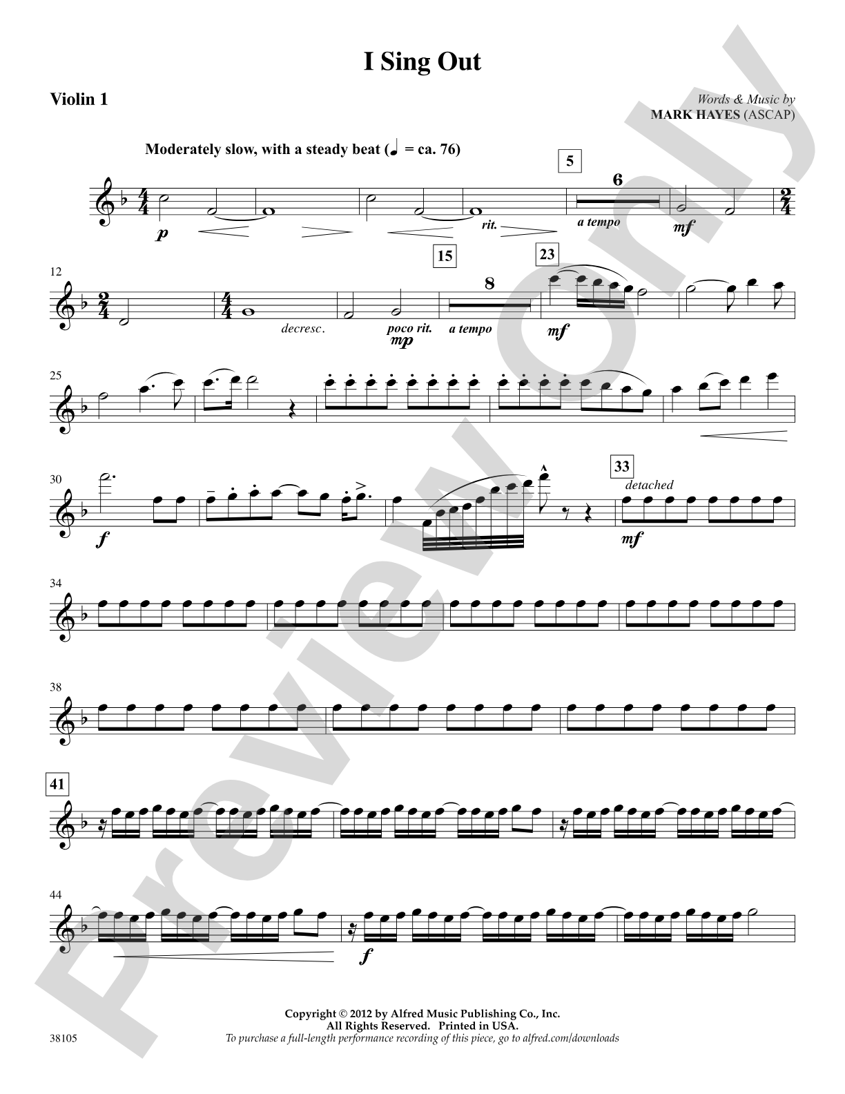 I Sing Out: 1st Violin: Choral SoundPax