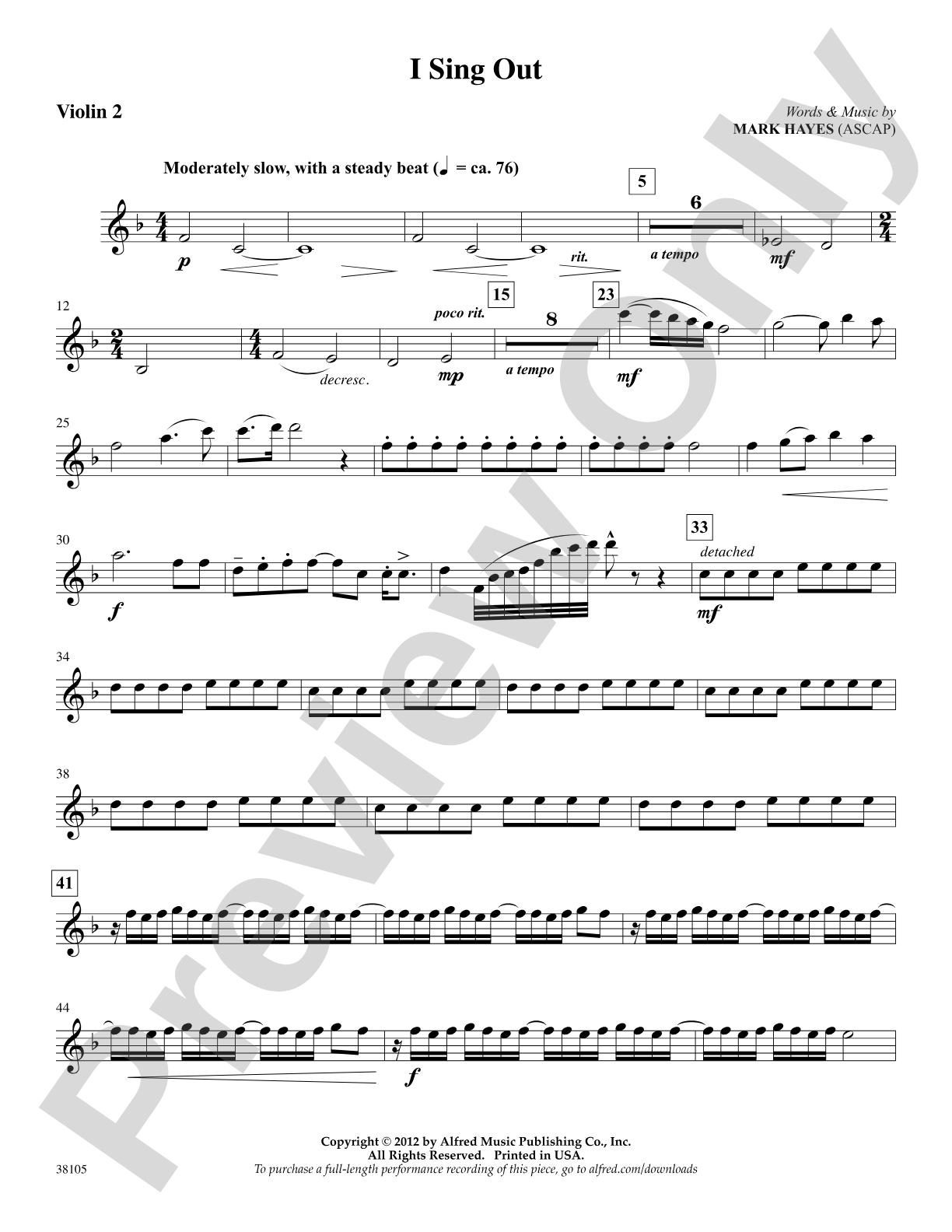 I Sing Out: 2nd Violin: Choral SoundPax