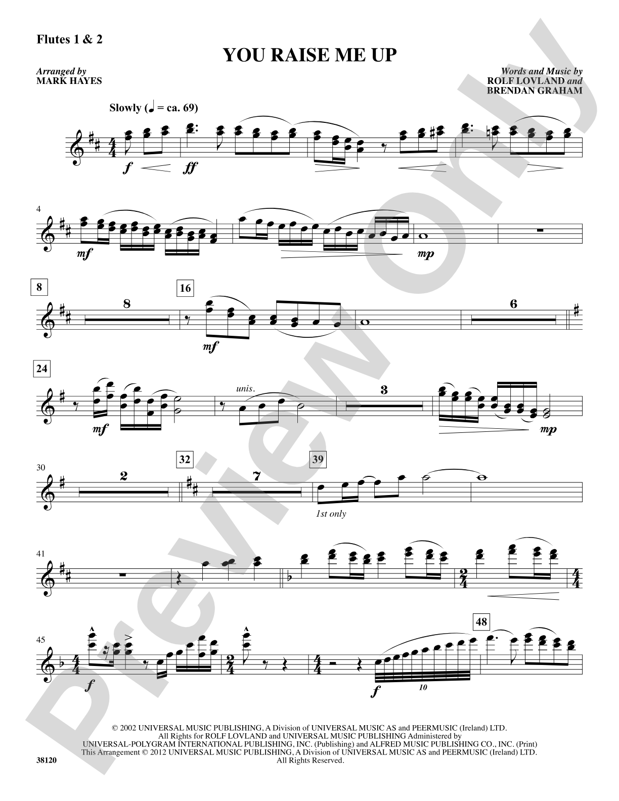 You Raise Me Up: 1st & 2nd Flute: Choral SoundPax