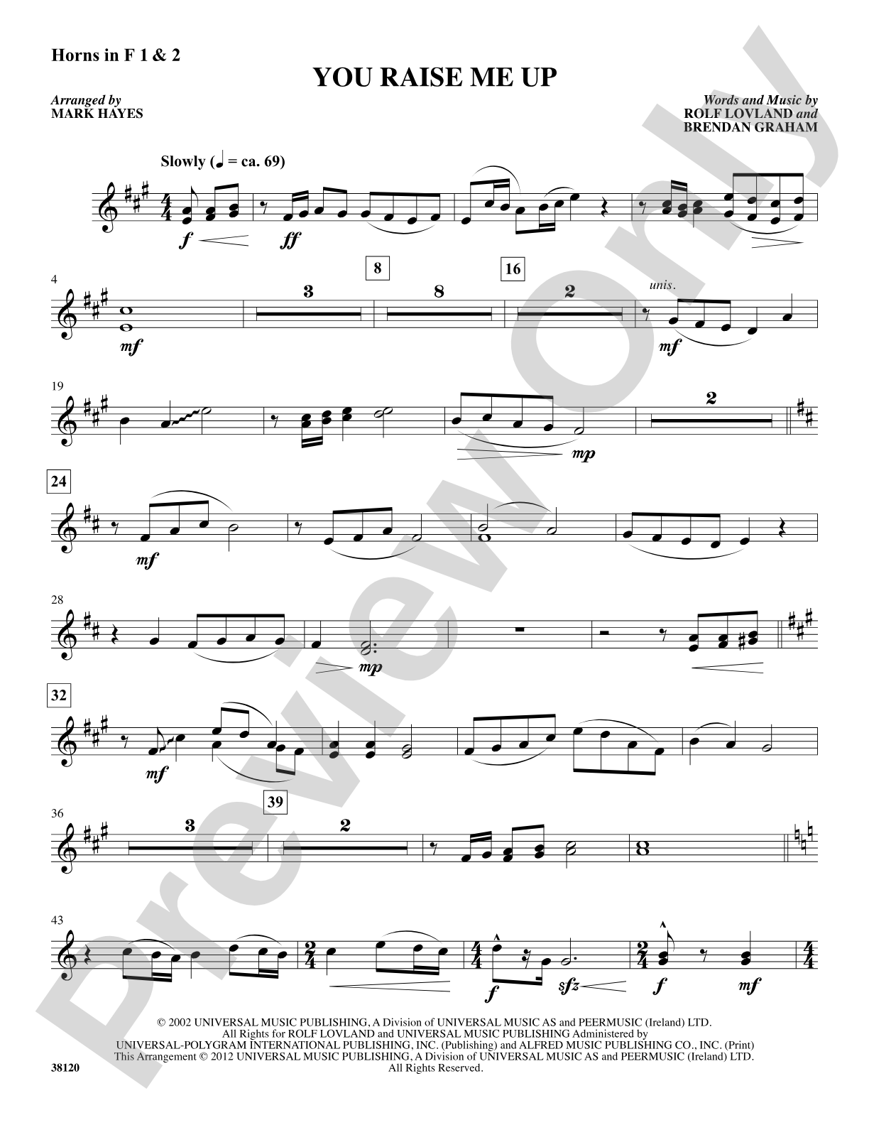 You Raise Me Up: 1st & 2nd F Horns: Choral SoundPax