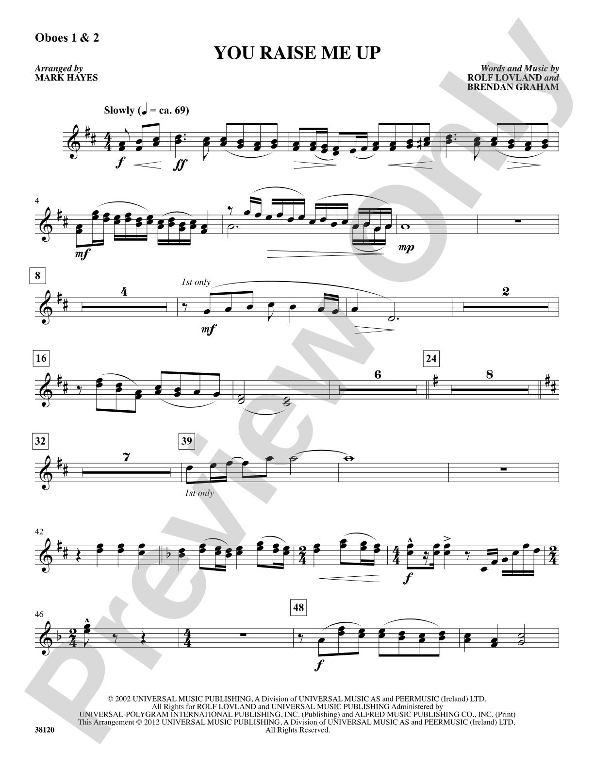You Raise Me Up: 1st & 2nd Oboe: Choral SoundPax