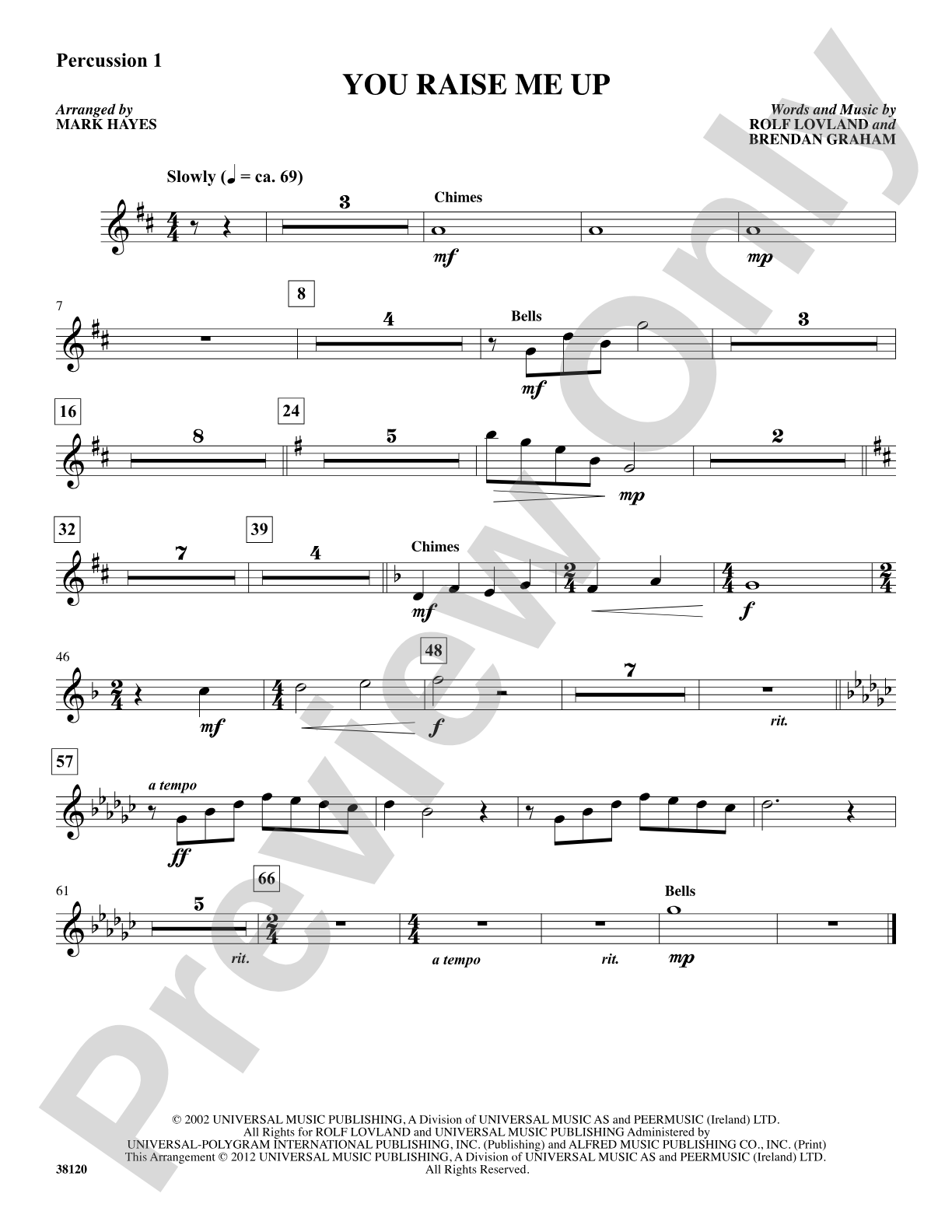 You Raise Me Up: 1st Percussion: Choral SoundPax