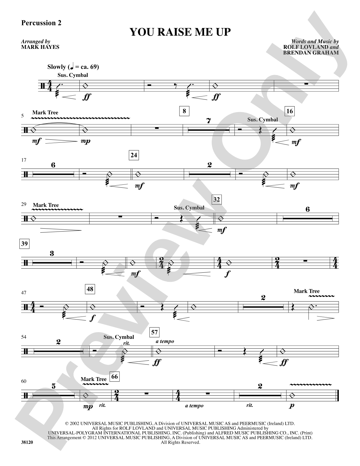 You Raise Me Up: 2nd Percussion: Choral SoundPax