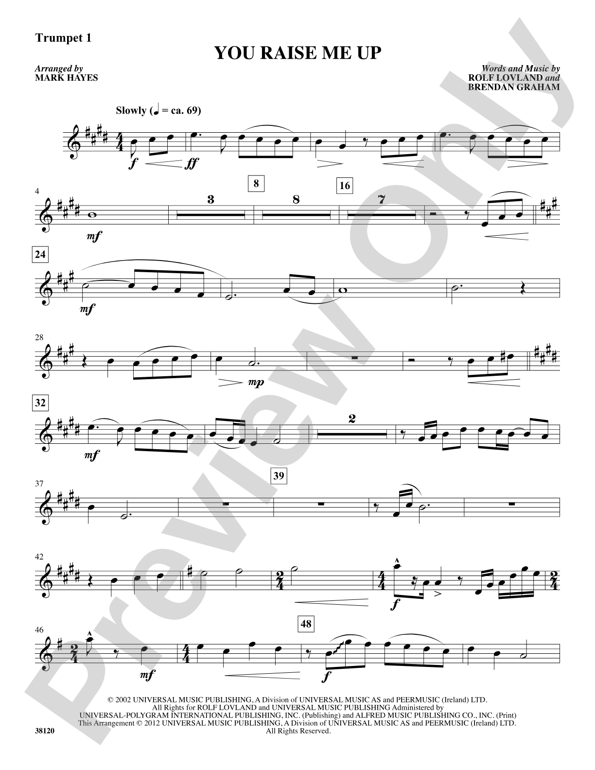 You Raise Me Up: 1st B-flat Trumpet: Choral SoundPax