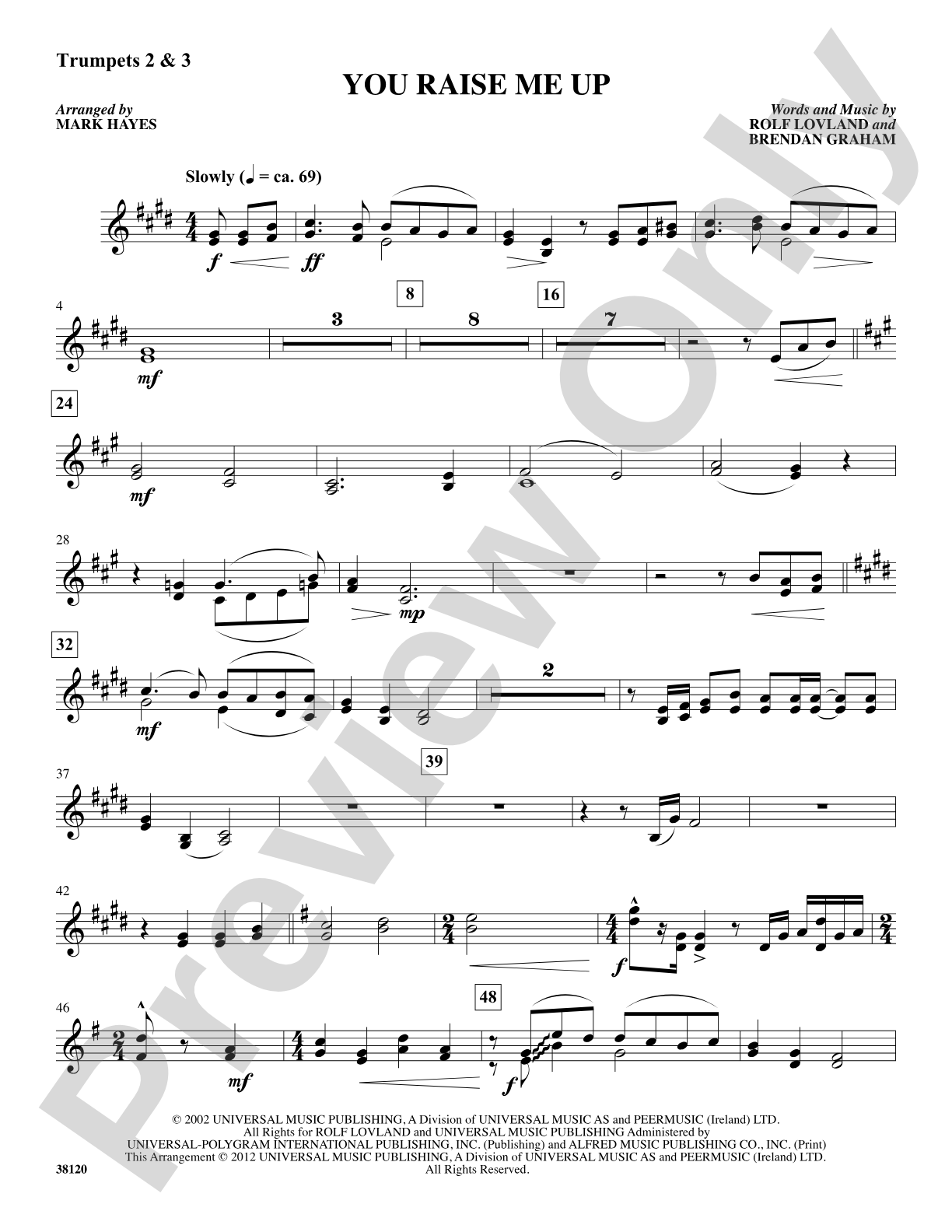 You Raise Me Up: 2nd & 3rd Trumpet: Choral SoundPax