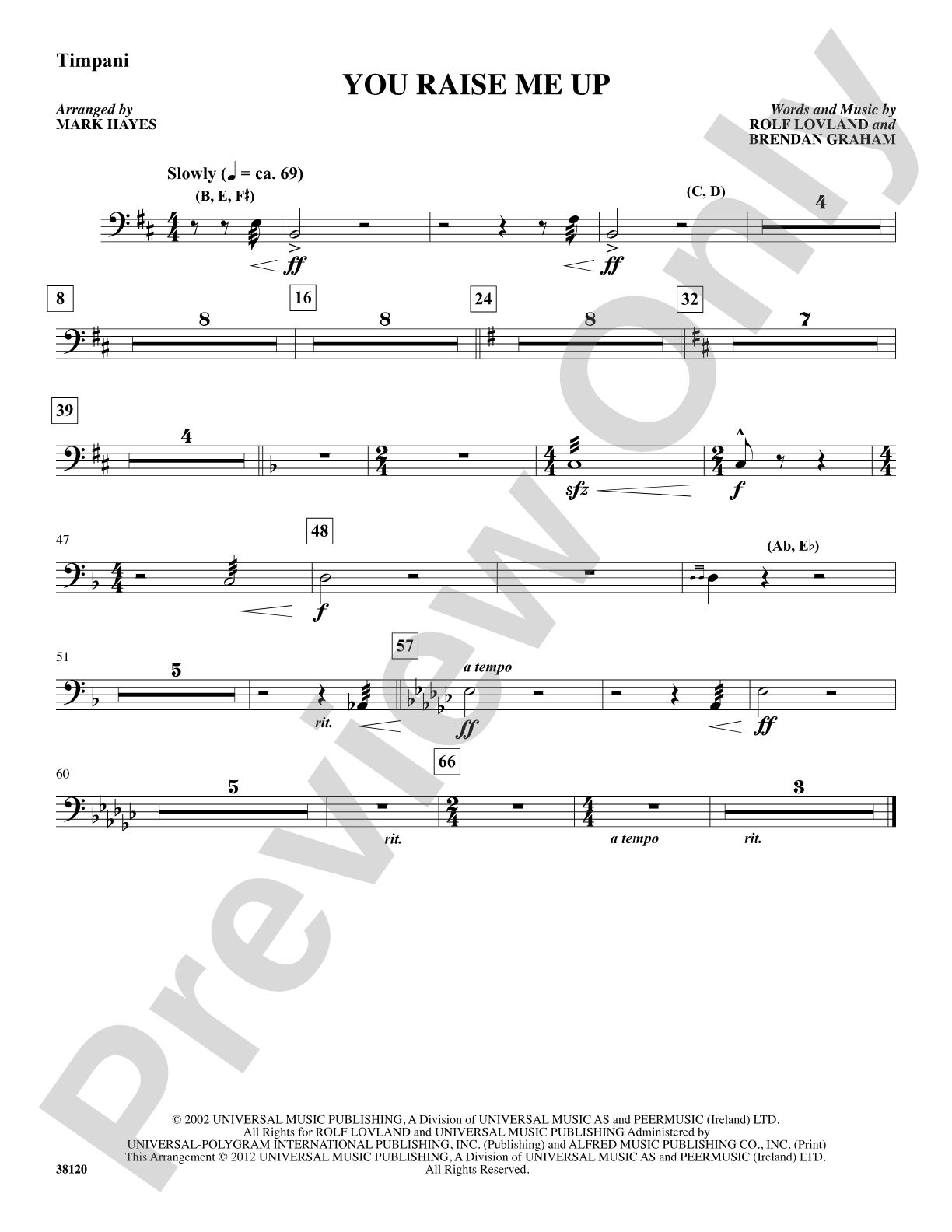 You Raise Me Up: Timpani: Choral SoundPax