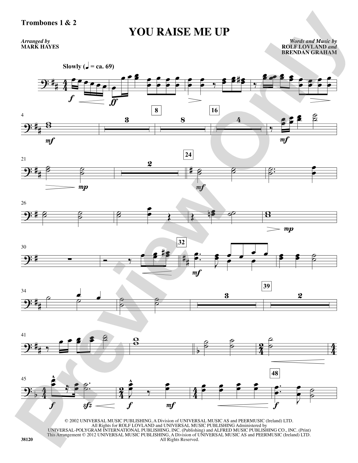 You Raise Me Up: 1st & 2nd Trombones: Choral SoundPax