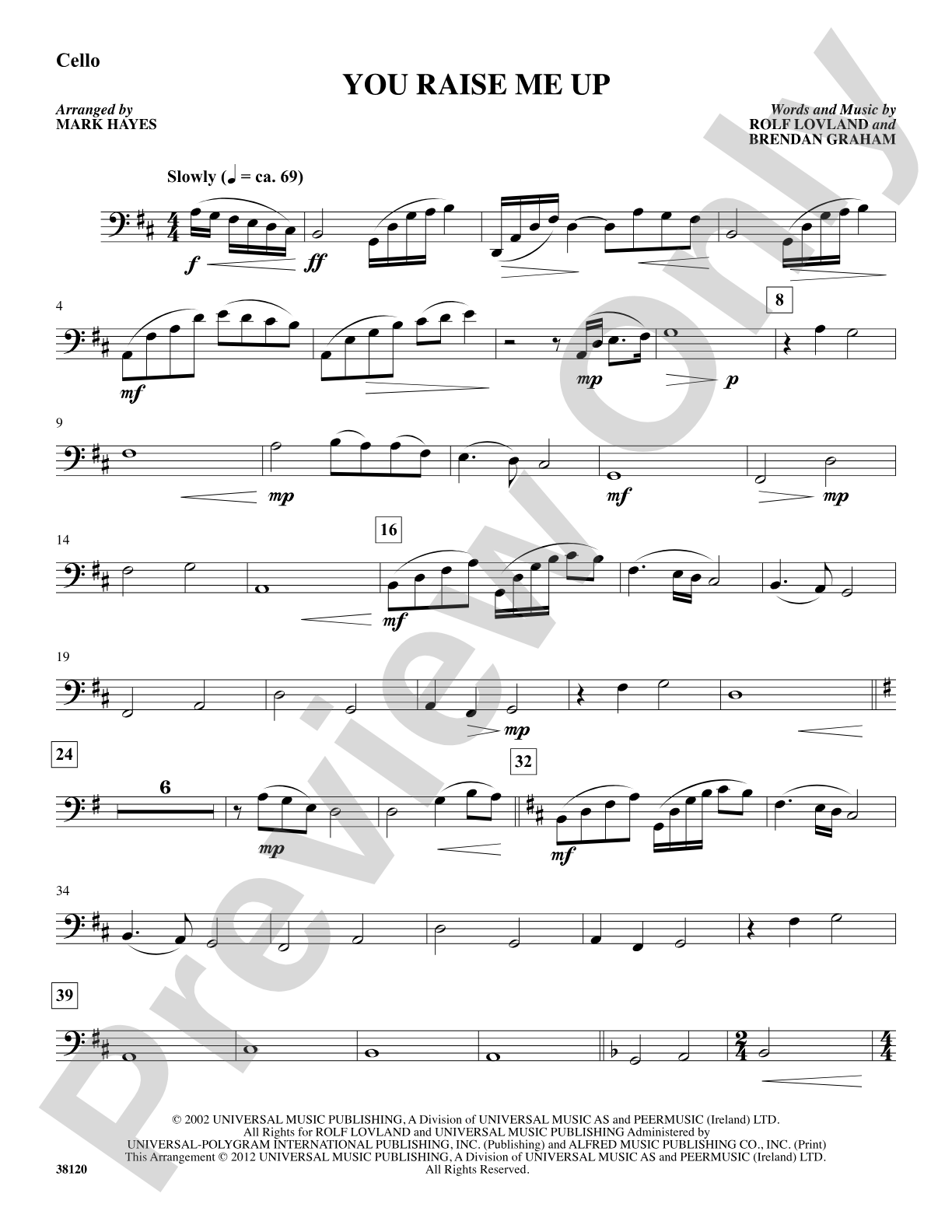 You Raise Me Up: Cello: Choral SoundPax