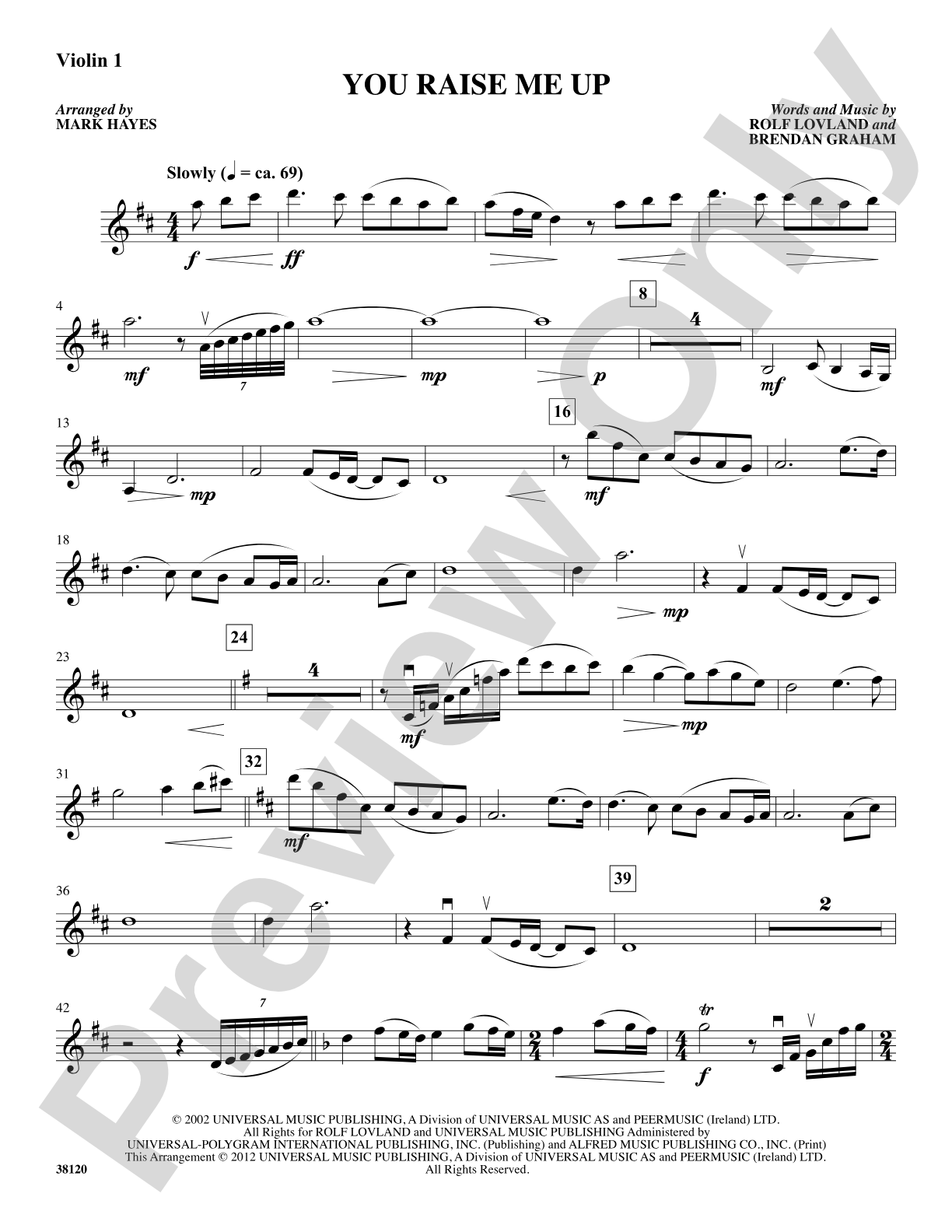 You Raise Me Up: 1st Violin: Choral SoundPax