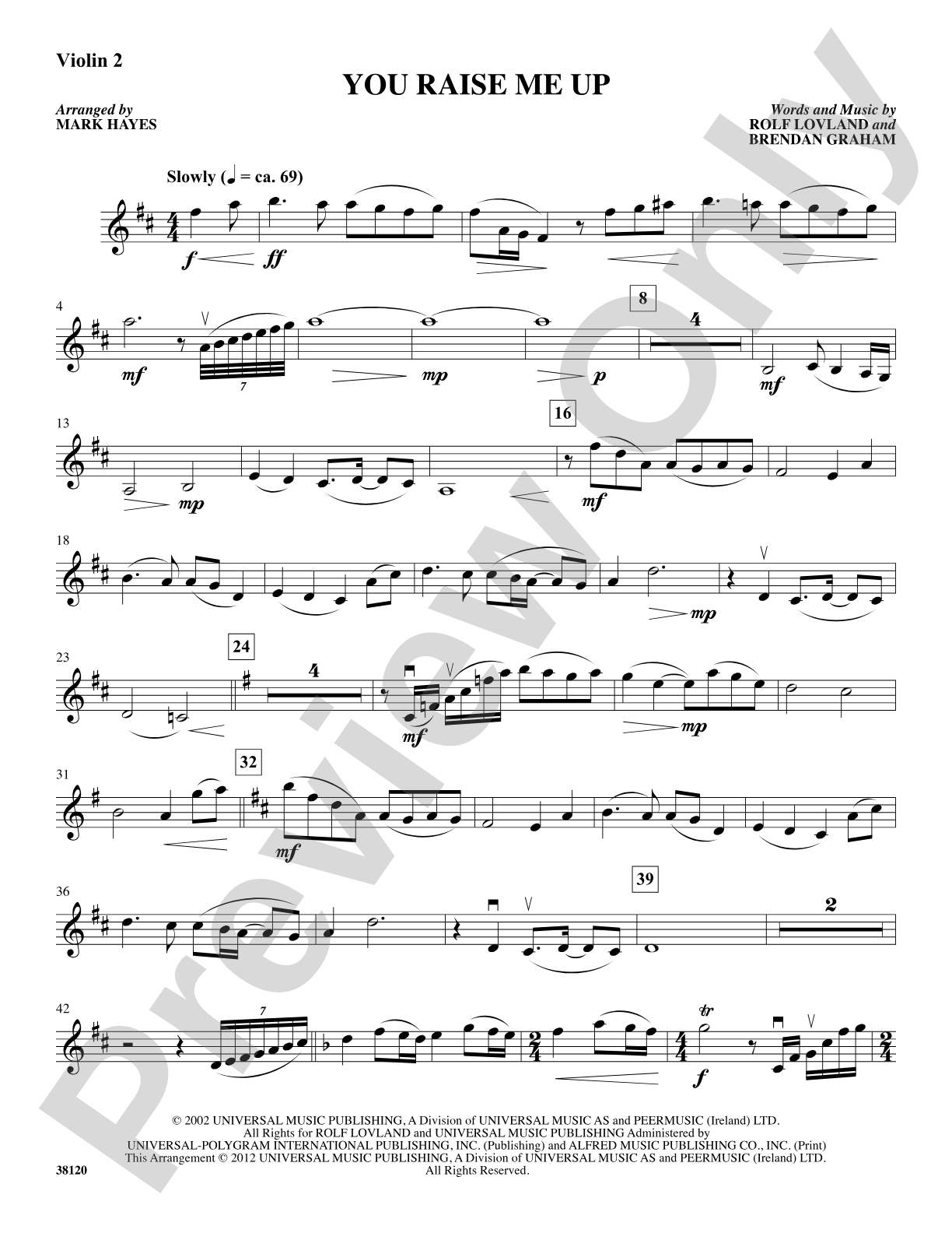 You Raise Me Up: 2nd Violin: Choral SoundPax