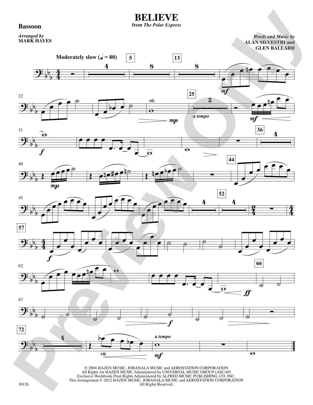 Believe (from The Polar Express): Bassoon: Choral SoundPax