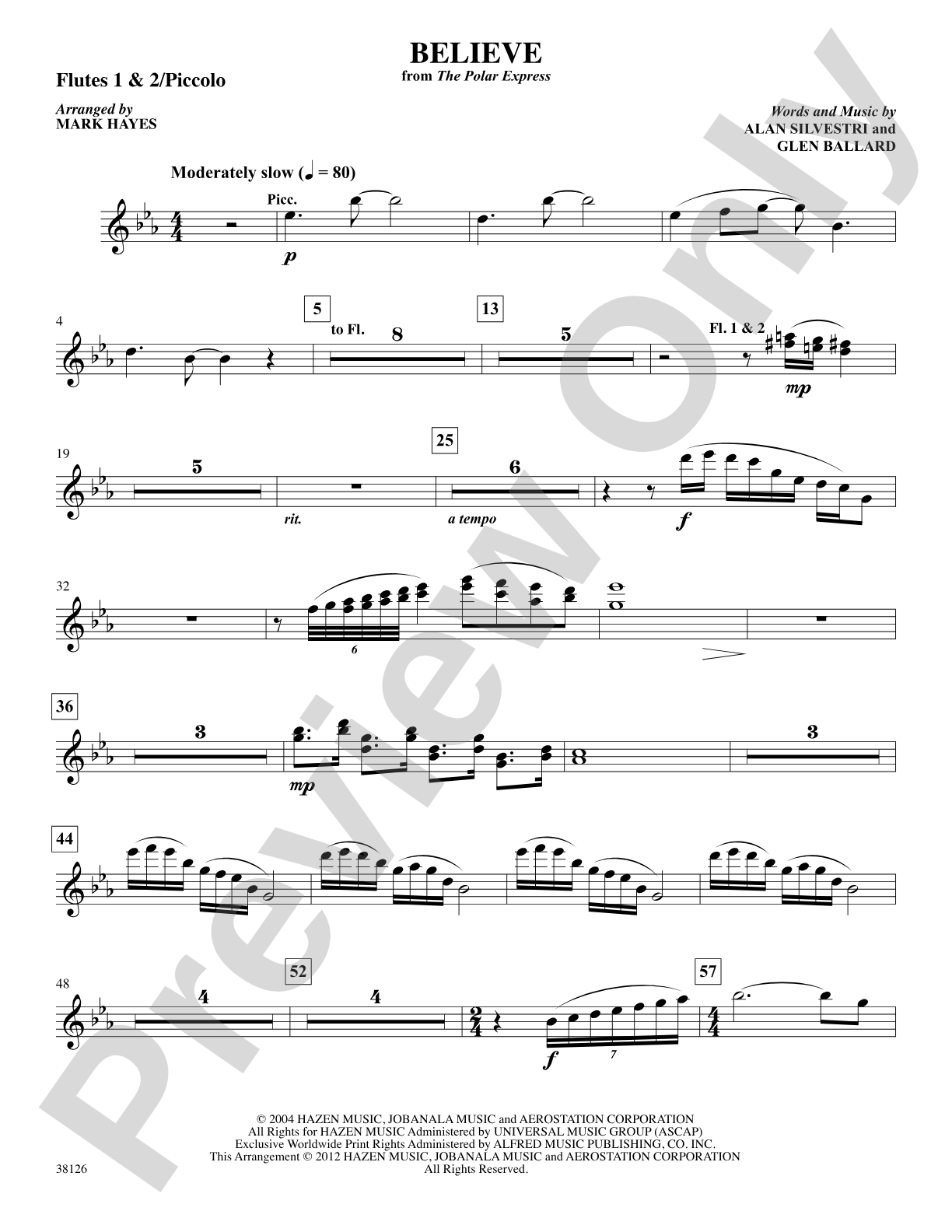 Believe (from The Polar Express): 1st & 2nd Flute: Choral SoundPax