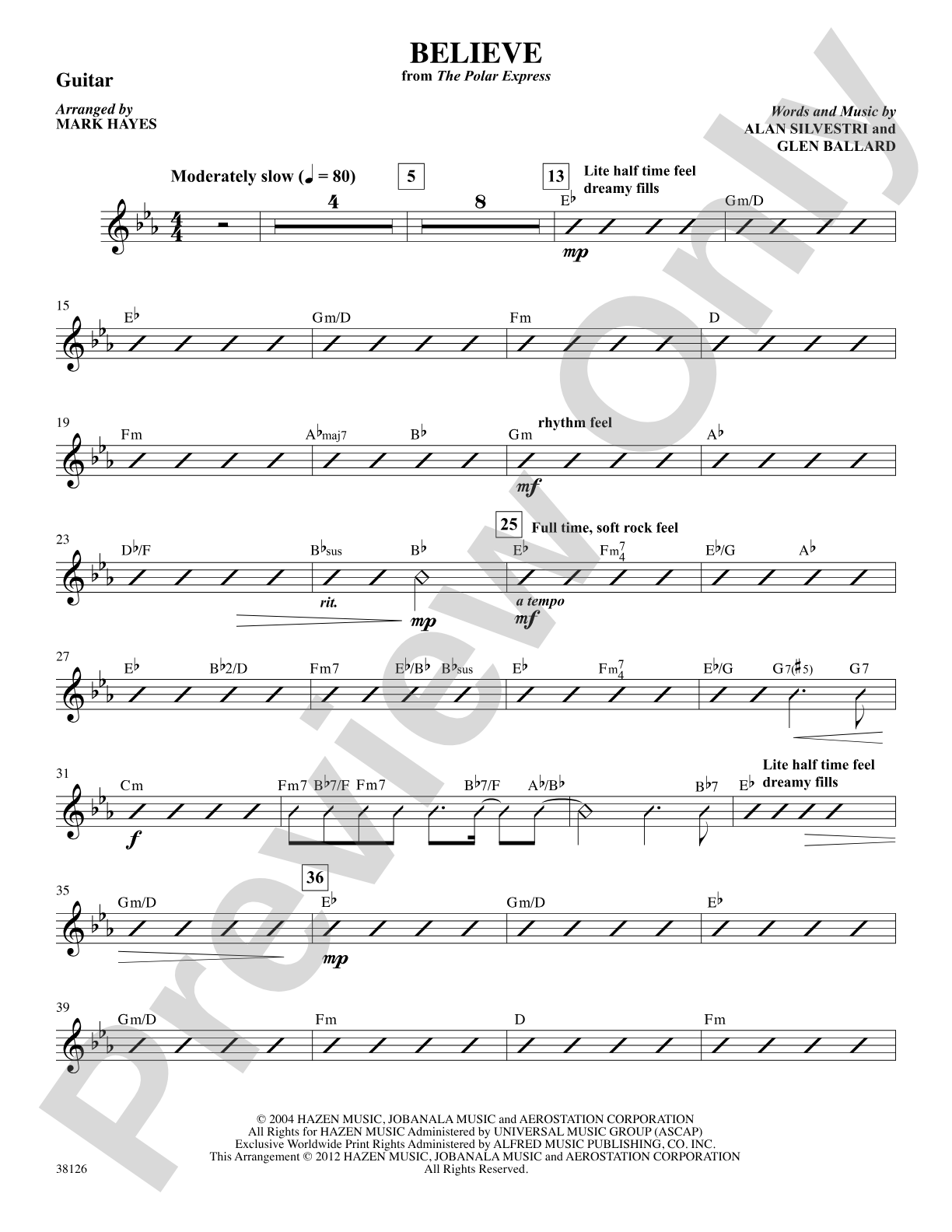 Believe (from The Polar Express): Guitar: Choral SoundPax