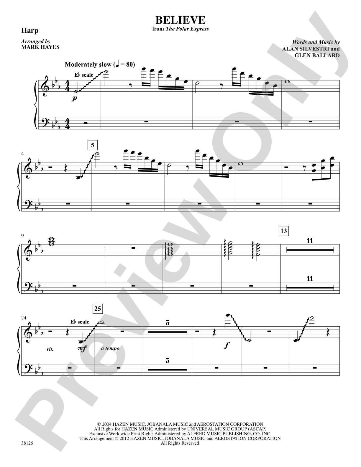 Believe (from The Polar Express): Harp: Choral SoundPax