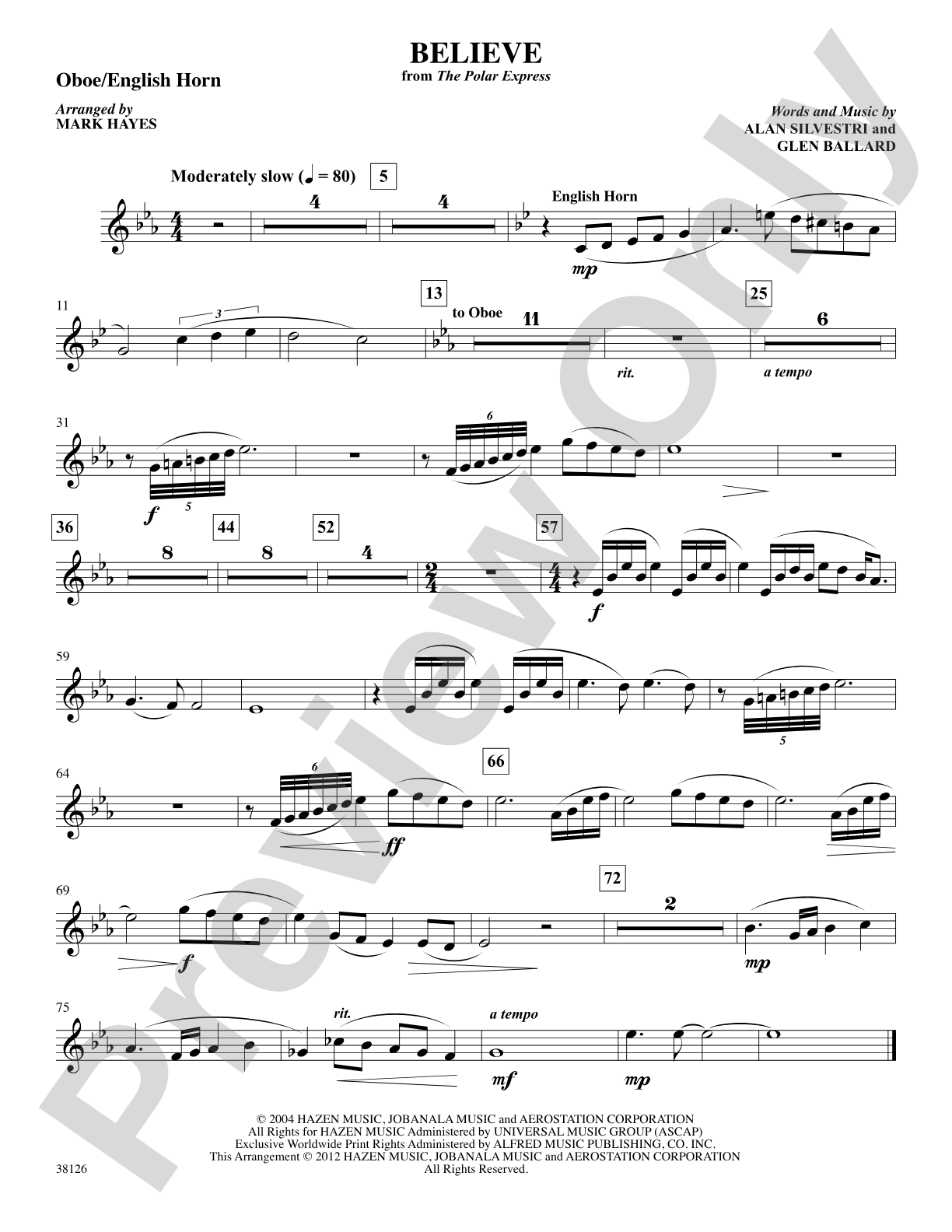 Believe (from The Polar Express): Oboe: Choral SoundPax