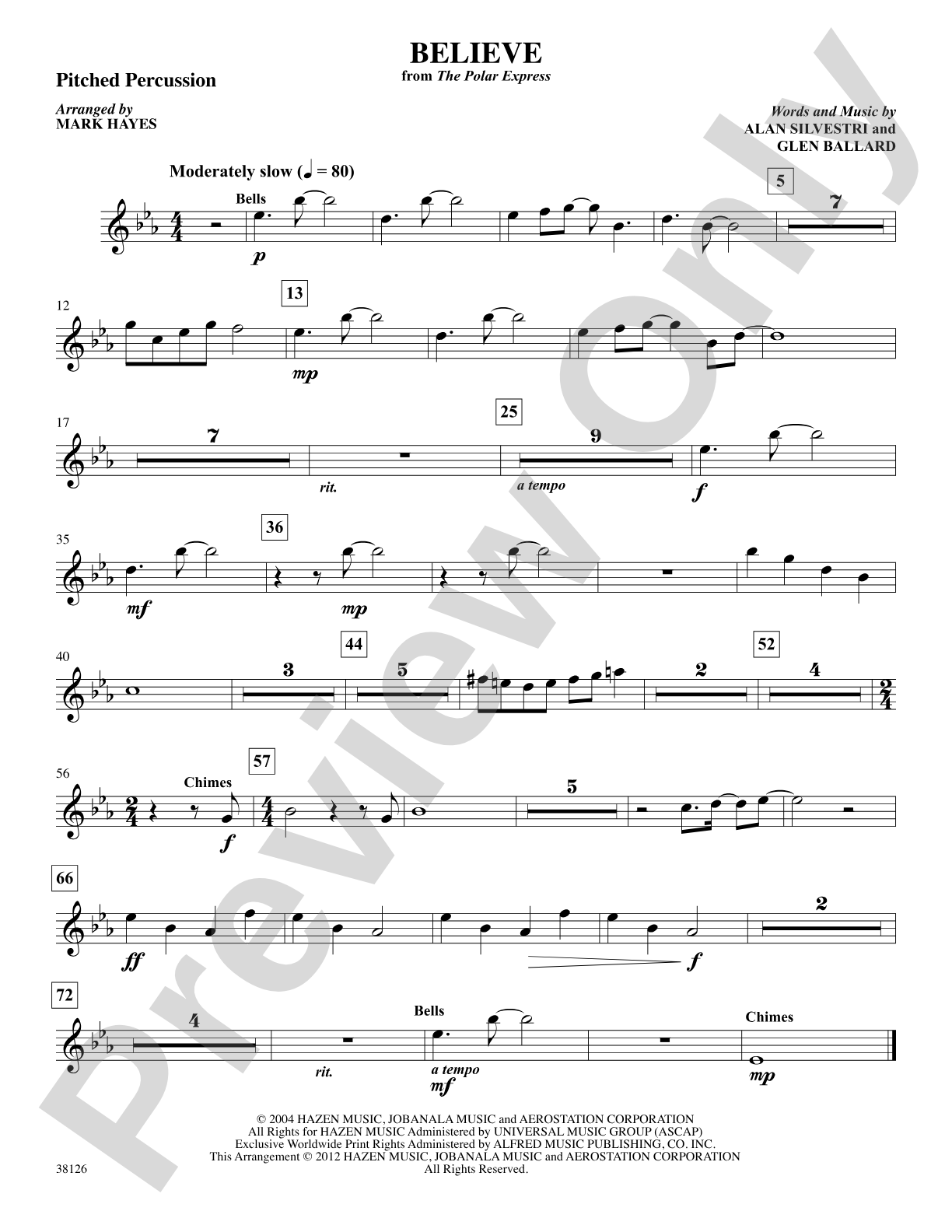 Believe (from The Polar Express): 1st Percussion: Choral SoundPax