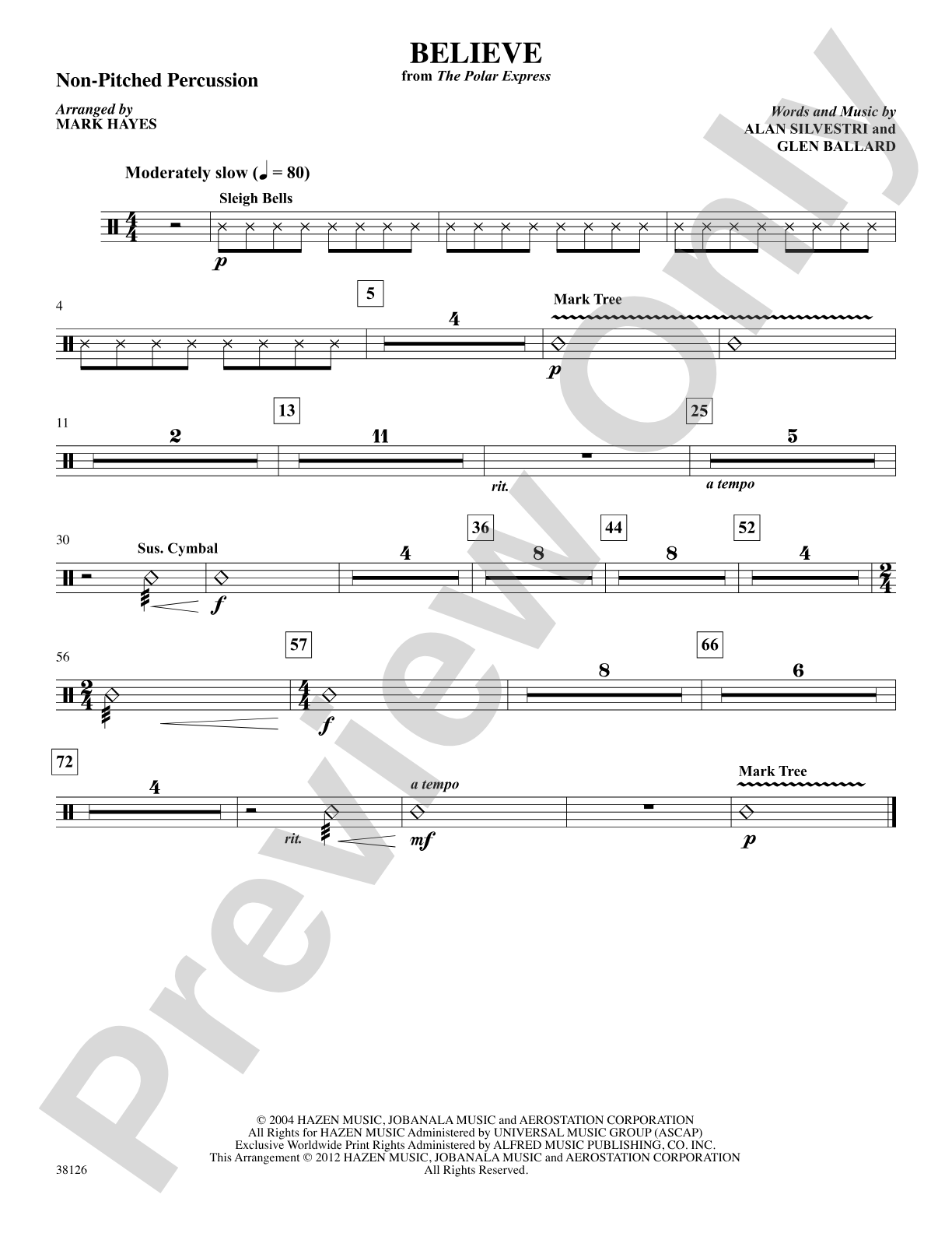 Believe (from The Polar Express): 2nd Percussion: Choral SoundPax